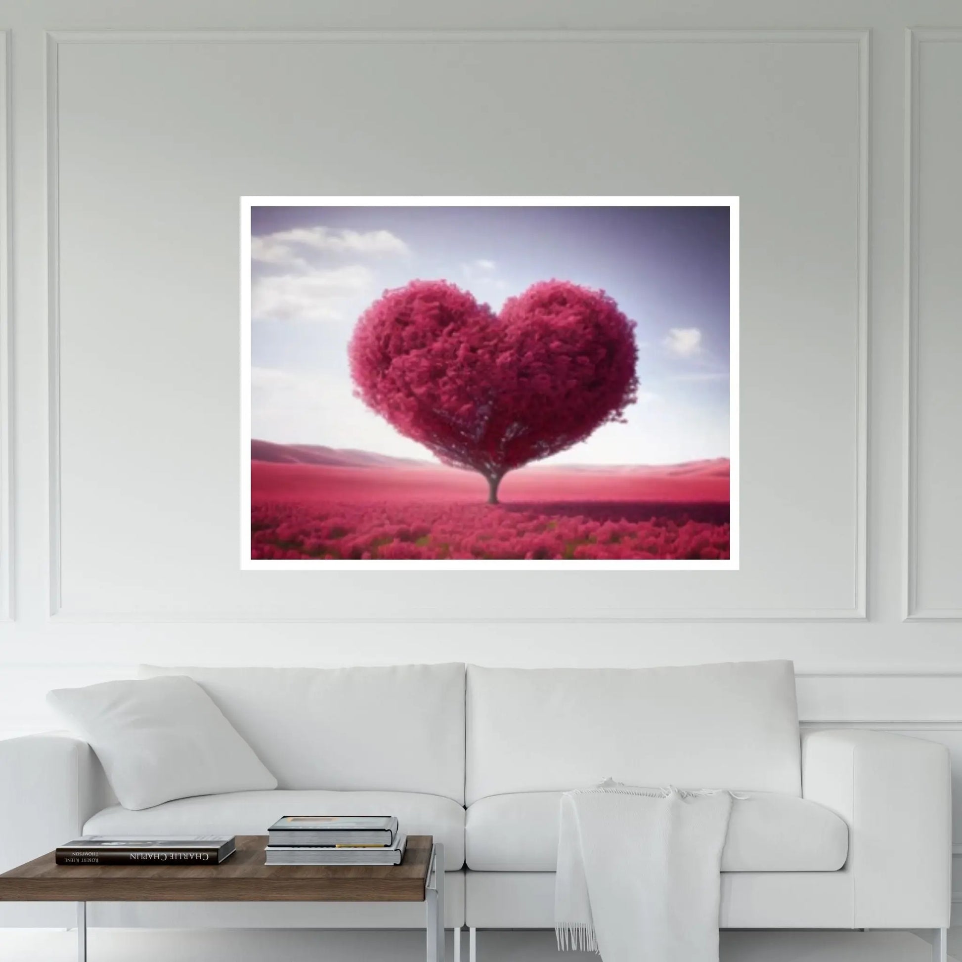 Heart Tree Canvas Wall Art Red Heart Shaped Tree - Landscape Wall Canvas Art - Y Canvas