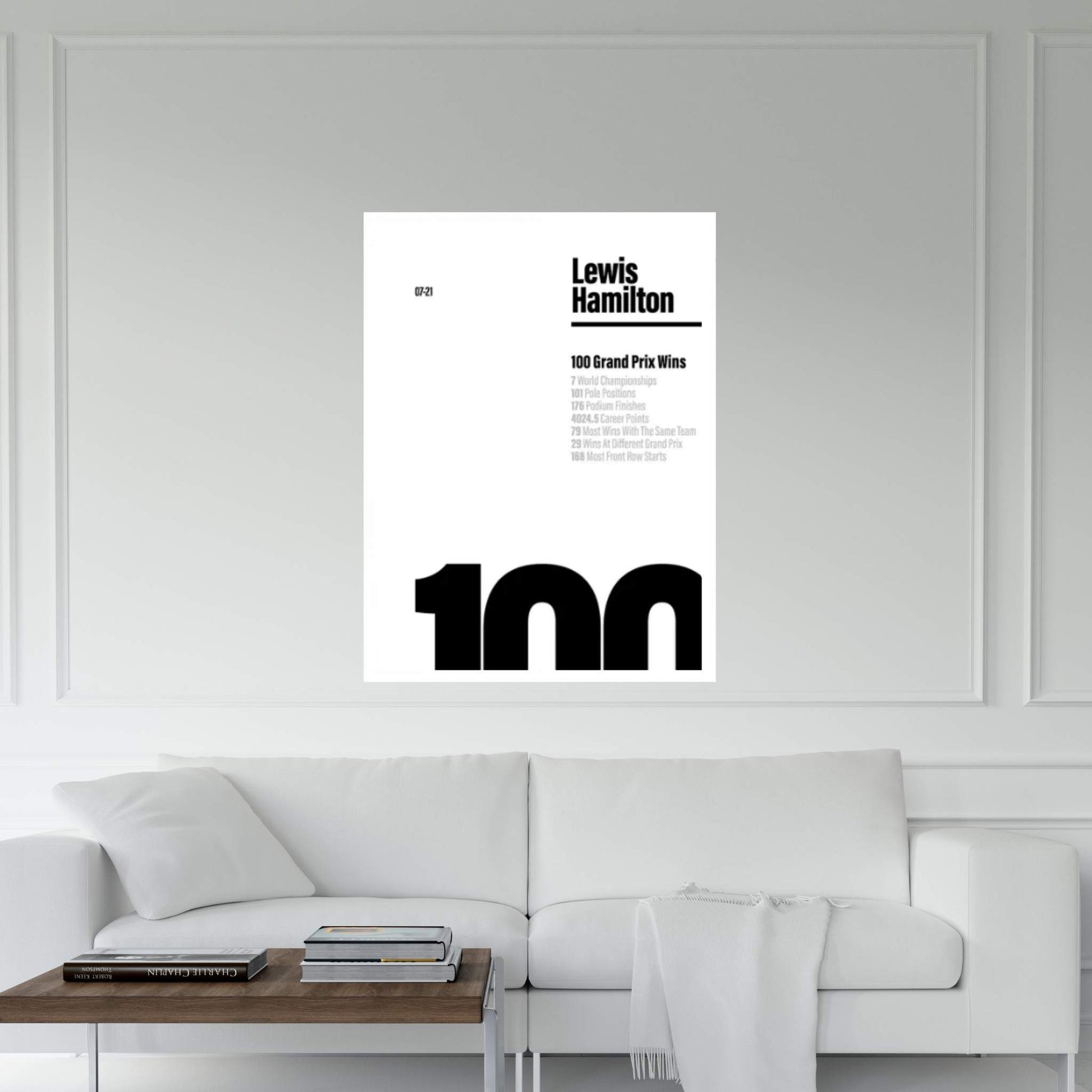 Lewis Hamilton 100 Wins (Black/White) Canvas Wall Art - Y Canvas