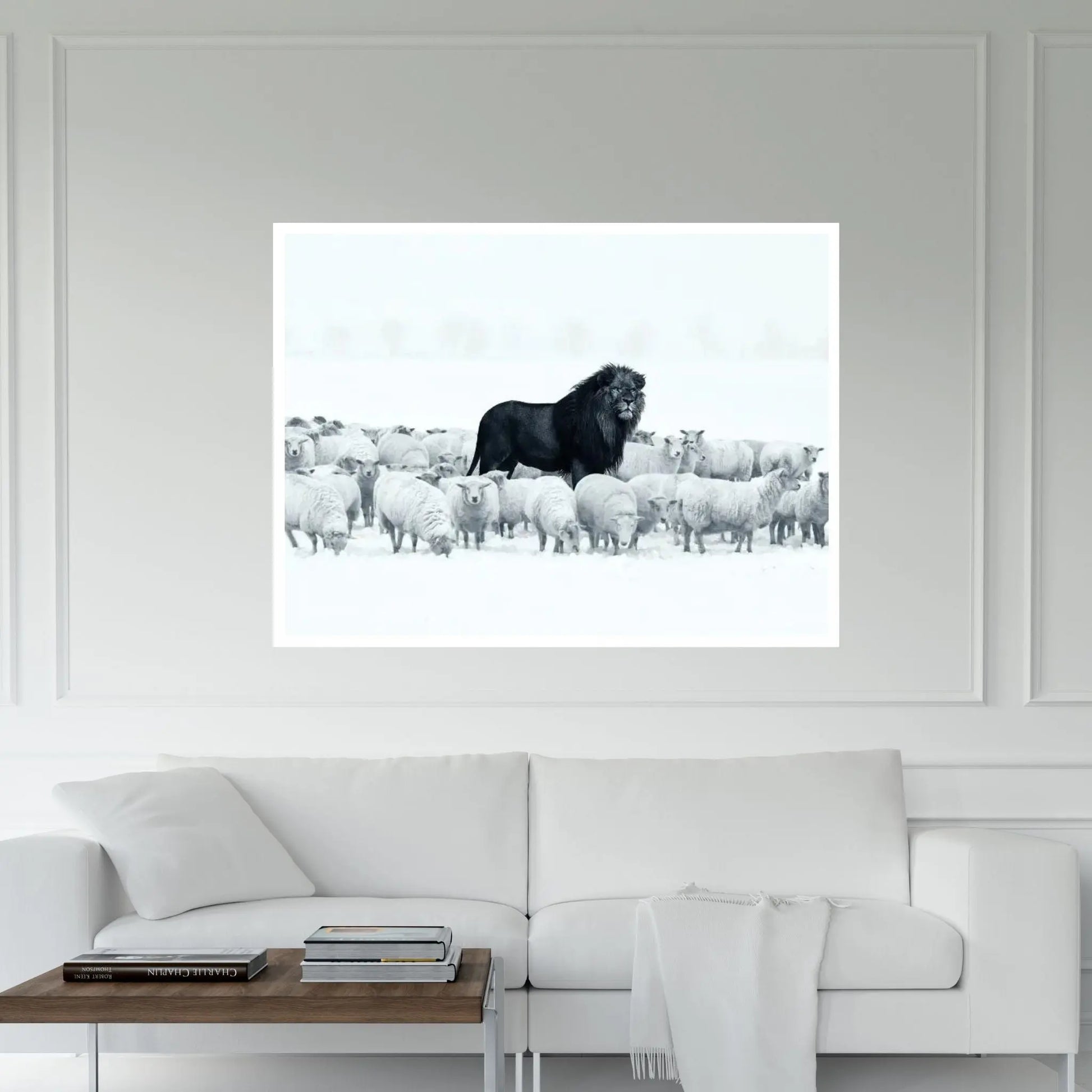 Lion Among Sheep Canvas Wall Art - Y Canvas