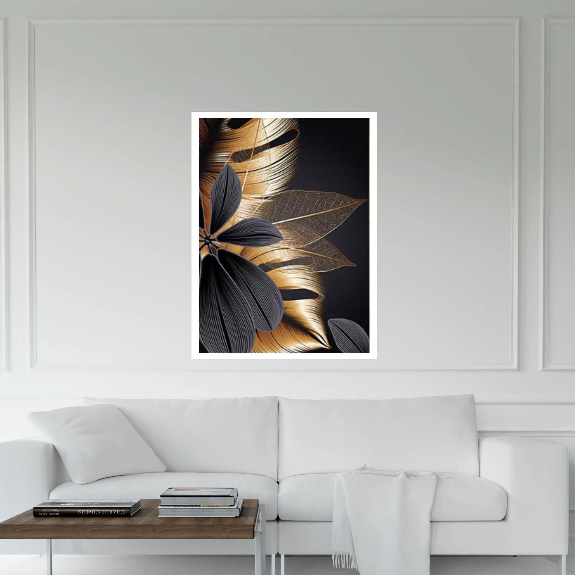 Art Painting Nordic Living Room Decoration Canvas Wall Art Picture Black Golden Plant Leaf Canvas Poster Print - Y Canvas