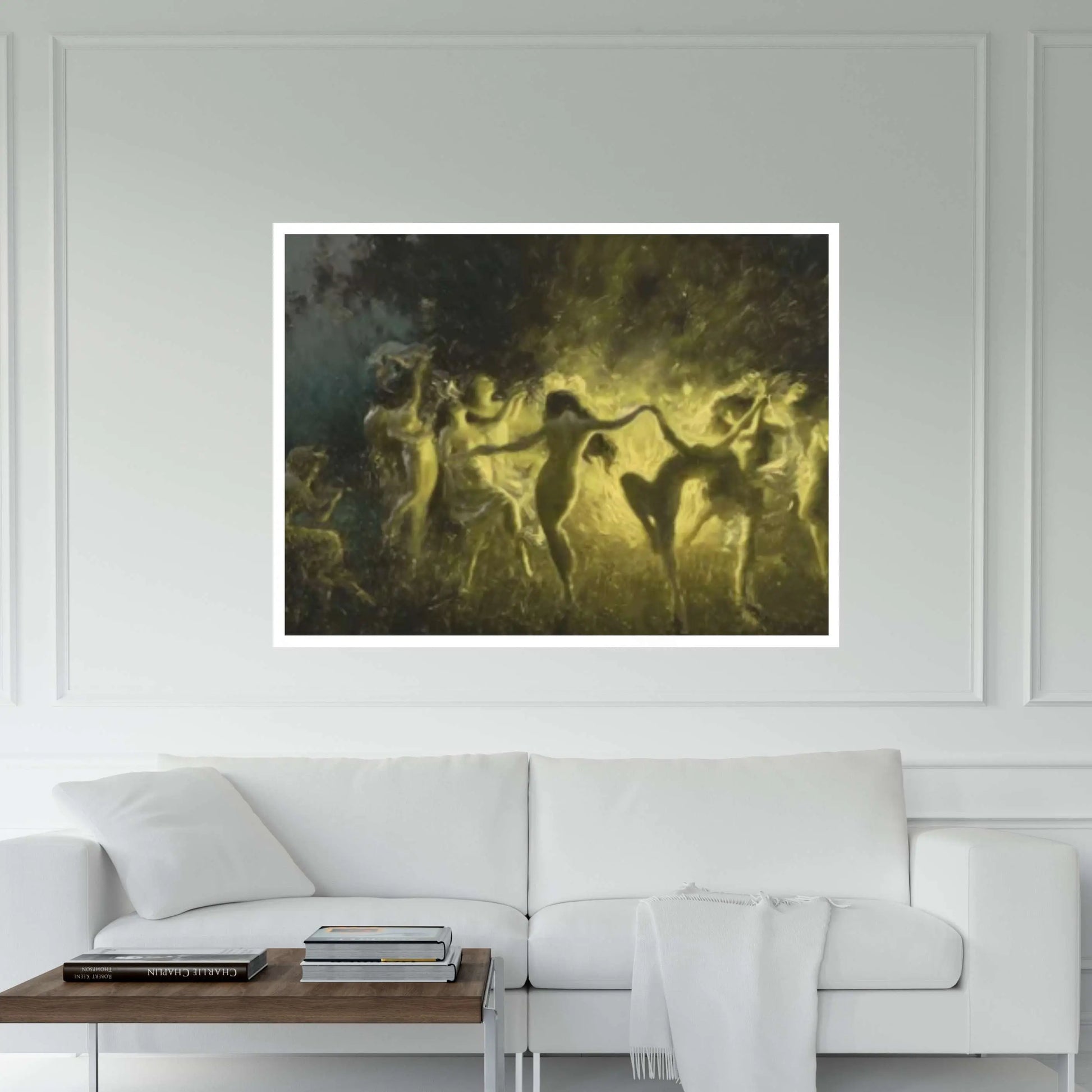 Joseph Tomanek /Large Size Painting, Witches Magic, Yellow Black,Original Large Art, Classic Art, Fire Dance (1889) Print On Canvas Or Paper - Y Canvas