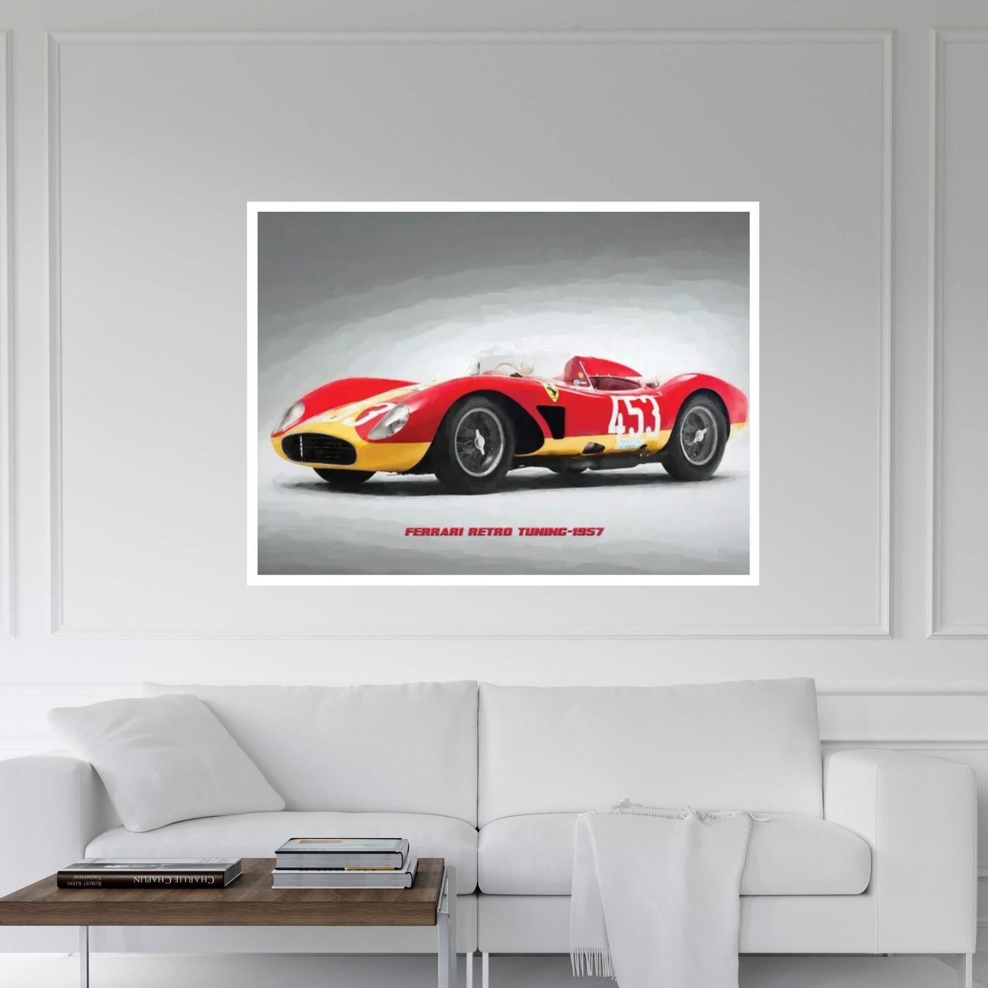 Ferrari Retro Tuning 1957 In Watercolor Canvas Wall Art - Y Canvas