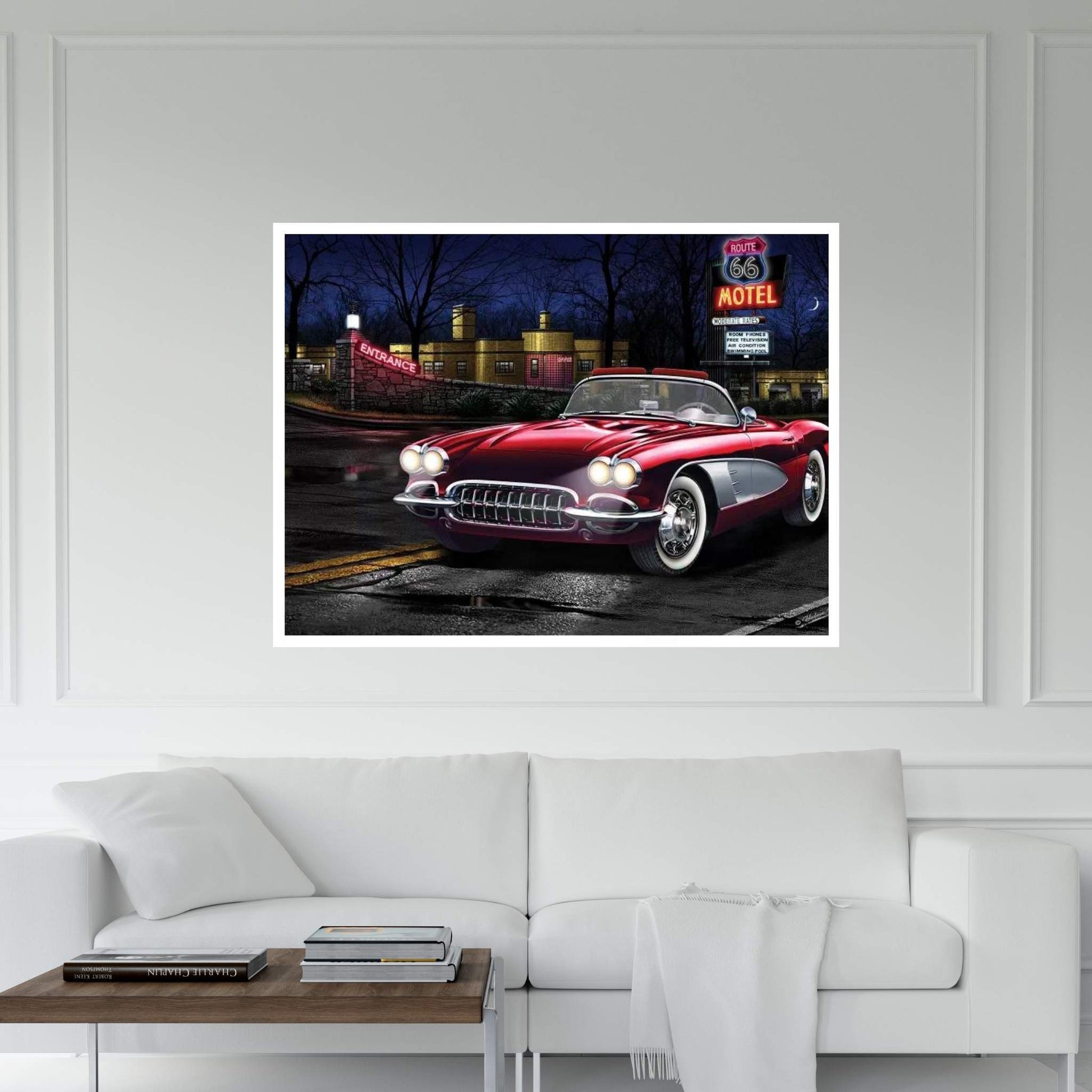 Red Vette 66 Canvas Wall Art - Y Canvas