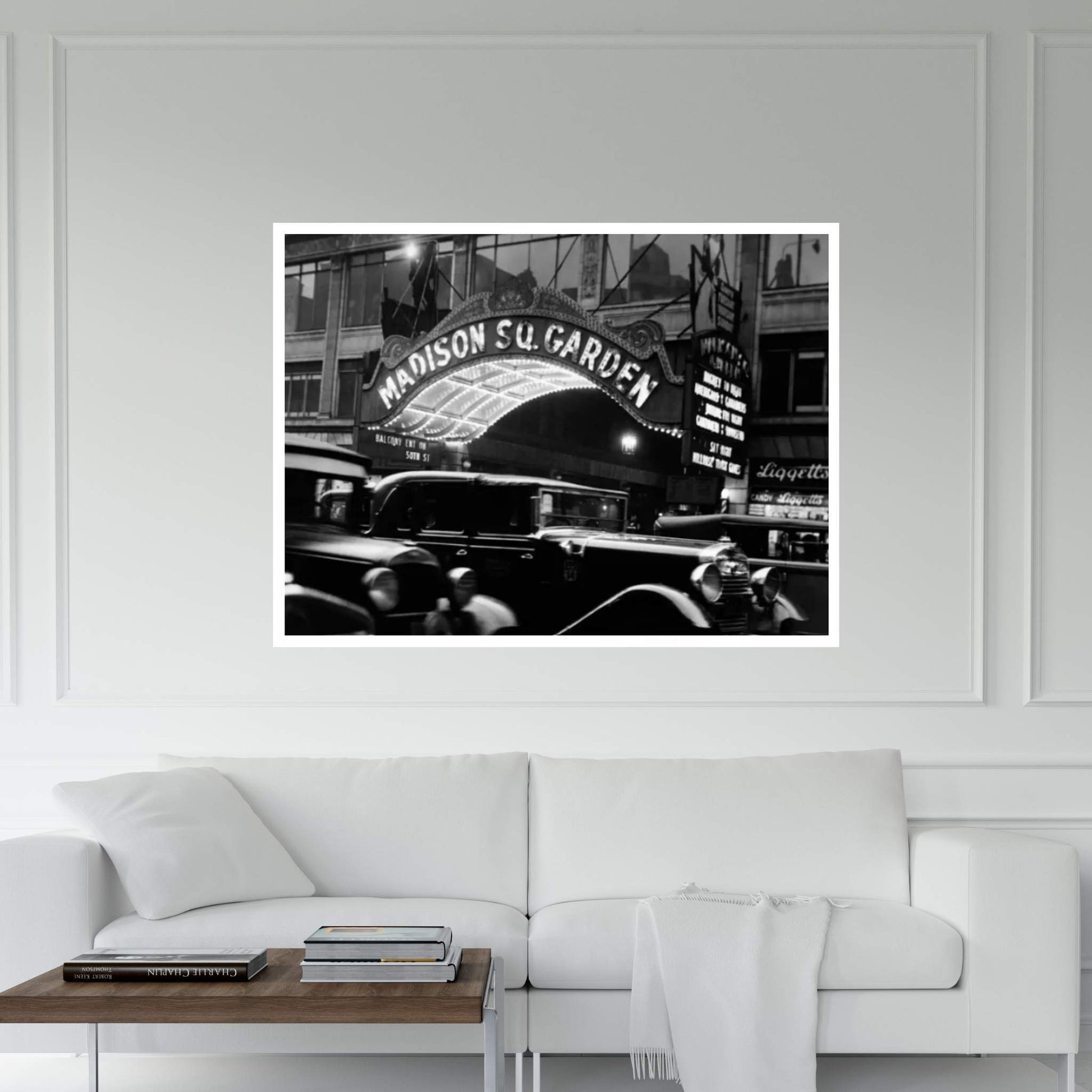 1920s-1930s Cars Taxis Madison Square Garden Marquee At Night Manhattan New York City USA Canvas Wall Art - Y Canvas