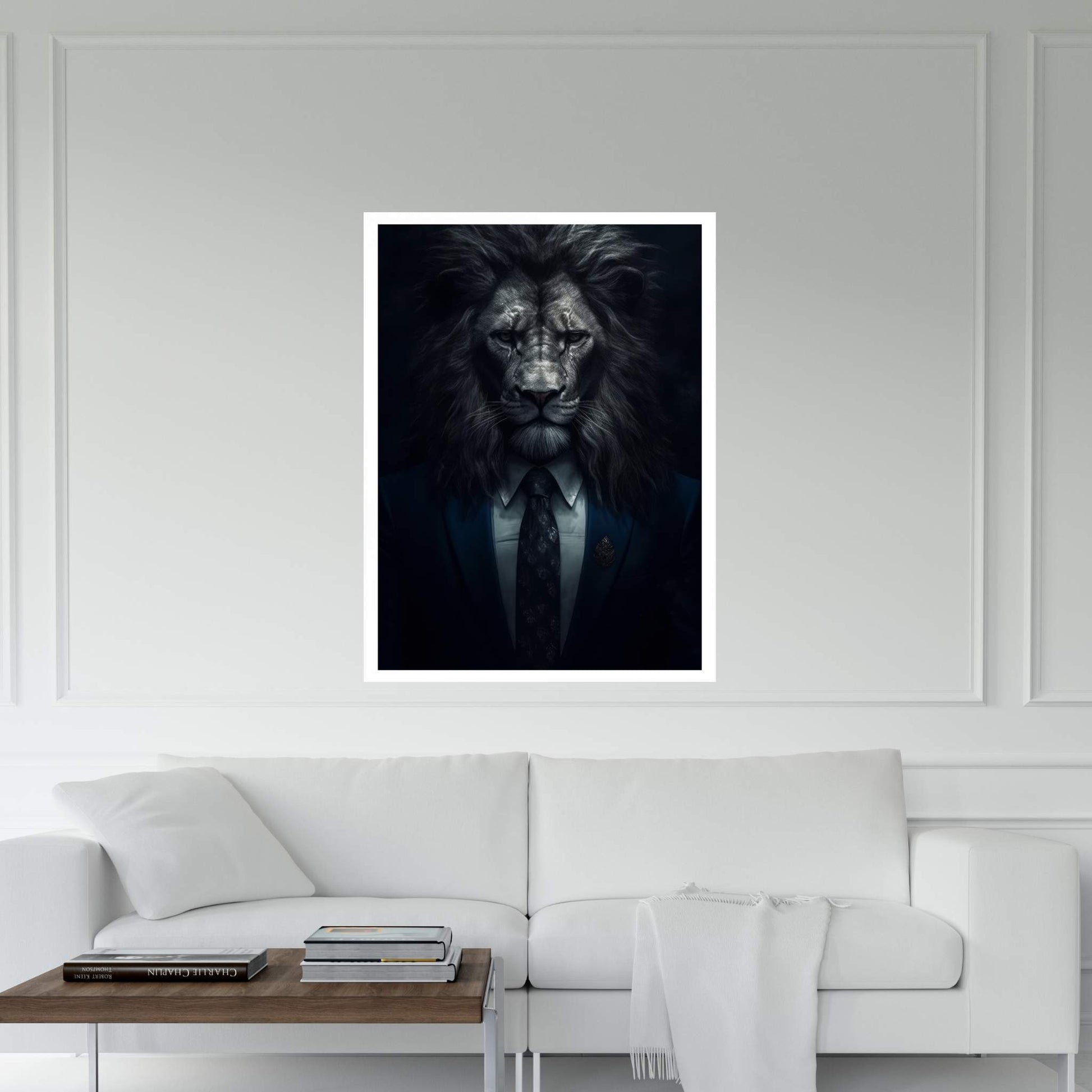 Businnes Lion Wall Art, Lion Canvas Art, Animal Wall Art - Y Canvas