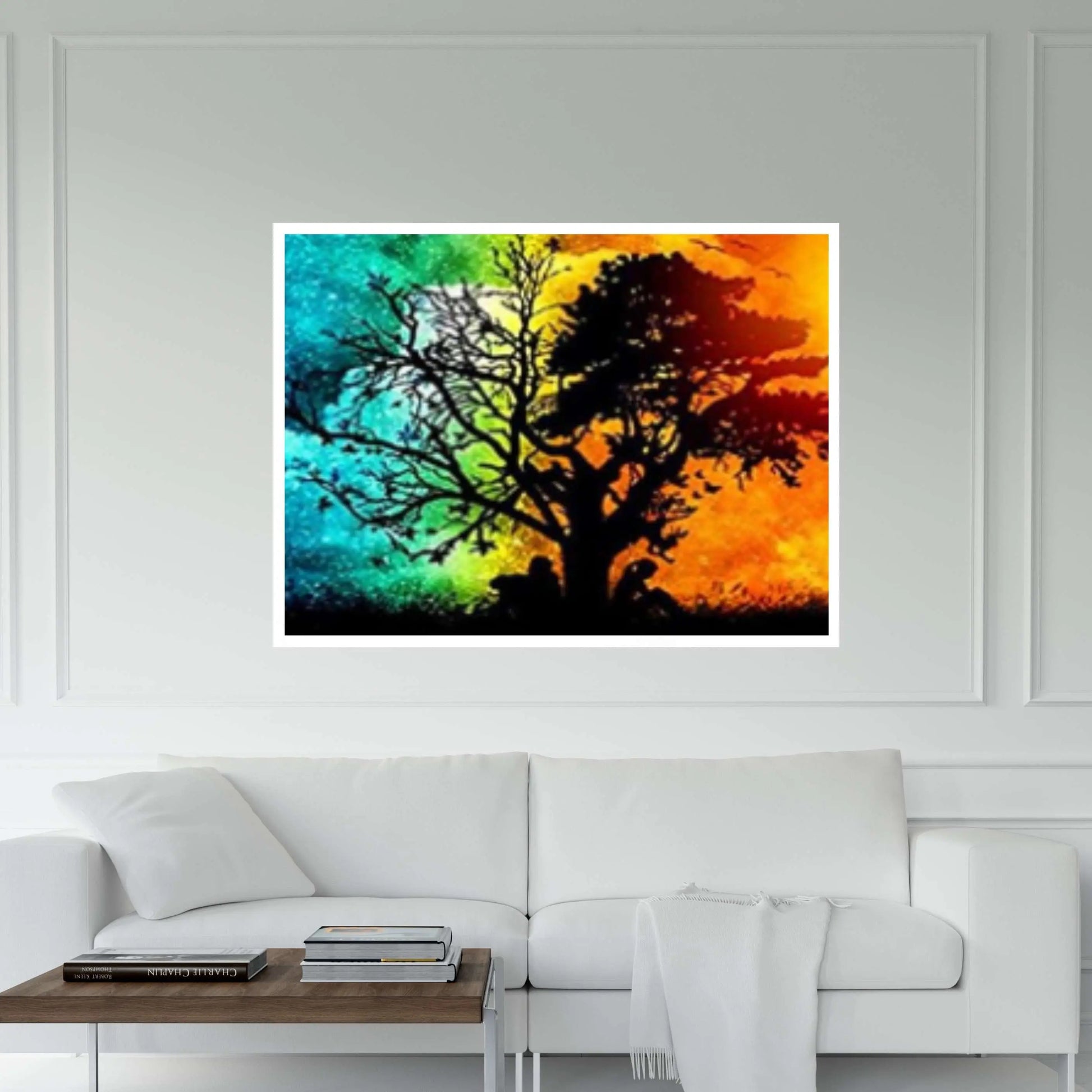 Forest Tree Canvas Wall art, Day Night Tree Forest Tree Canvas Wall Art Poster - Y Canvas