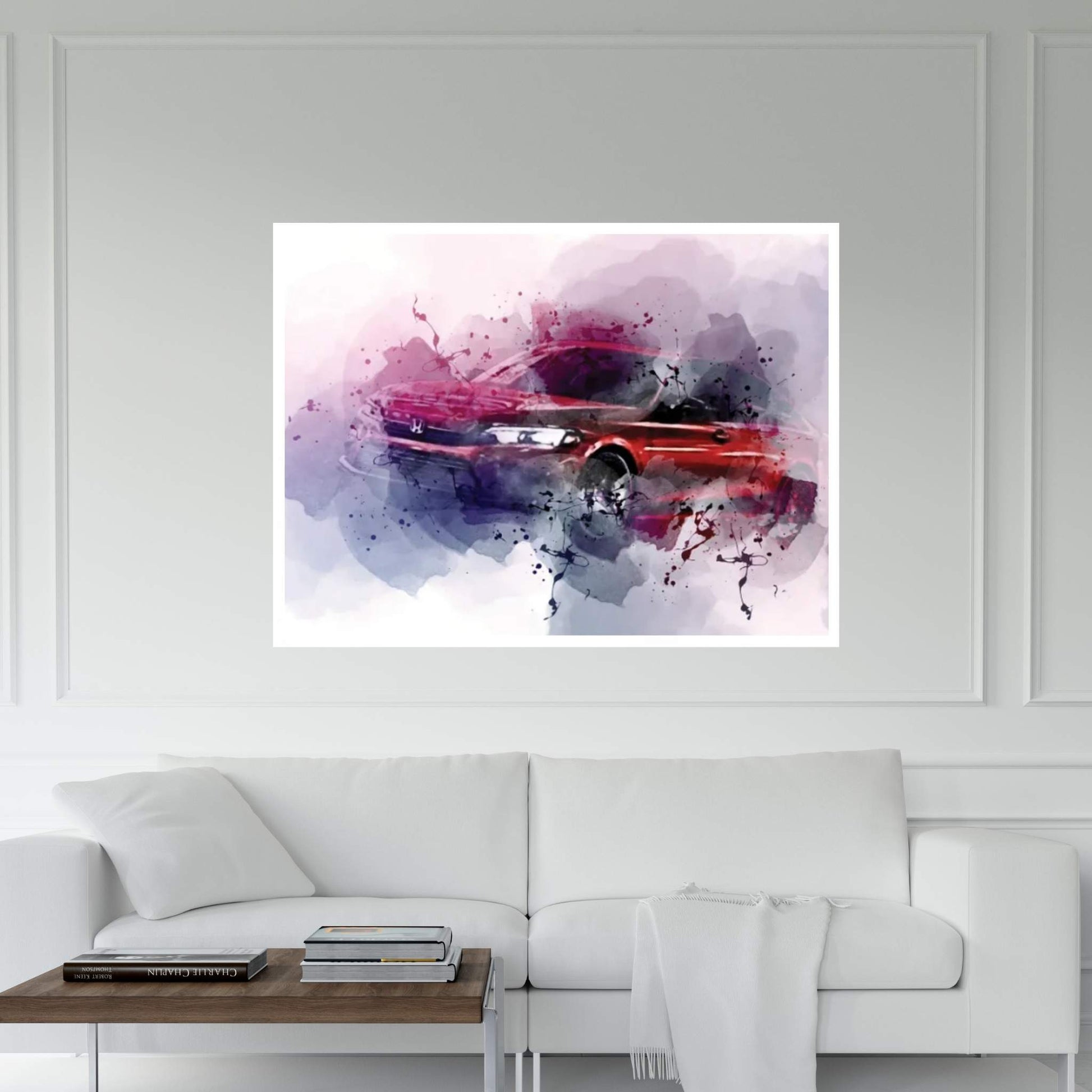 Honda Civic 2022 Exterior Red Sedan Canvas Wall Art - Y Canvas