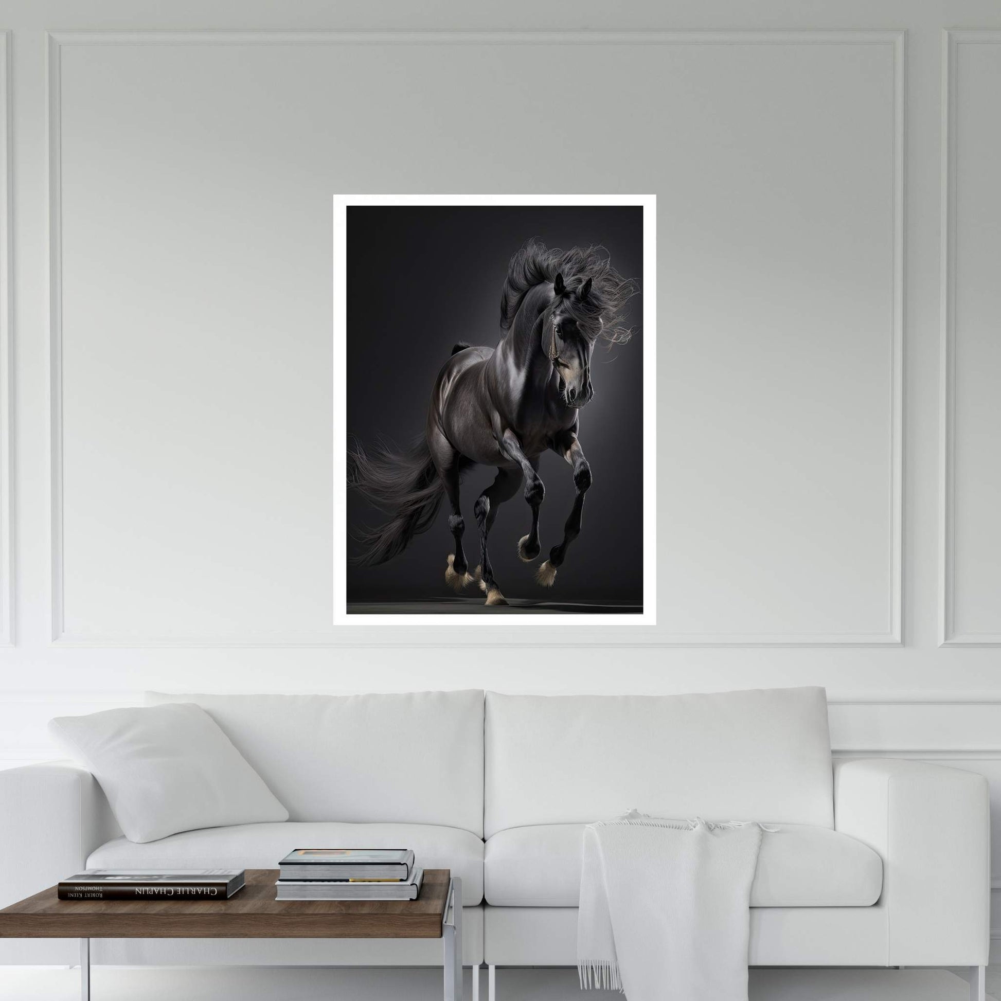 Beautiful Black Horse Canvas Wall Art , Animal Wall Art - Y Canvas