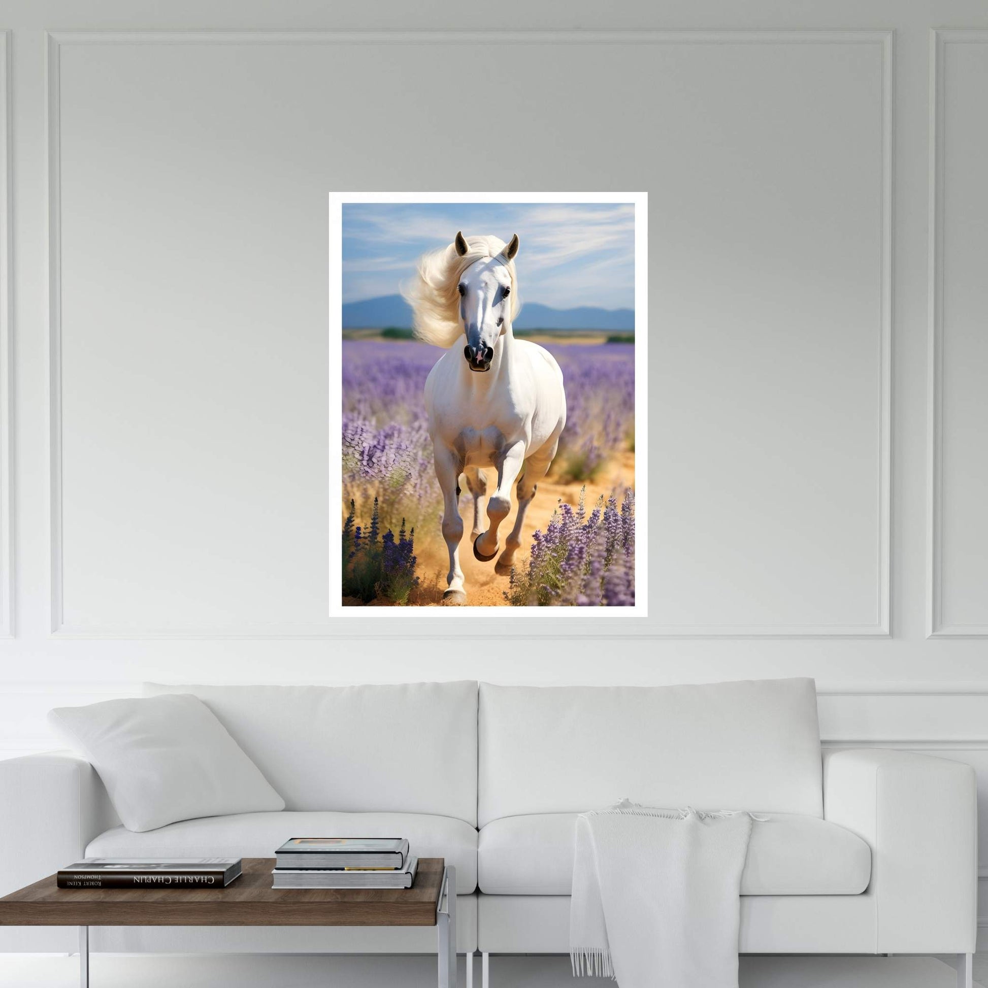 Beautiful White Horse Canvas Wall Art , Animal Wall Art - Y Canvas