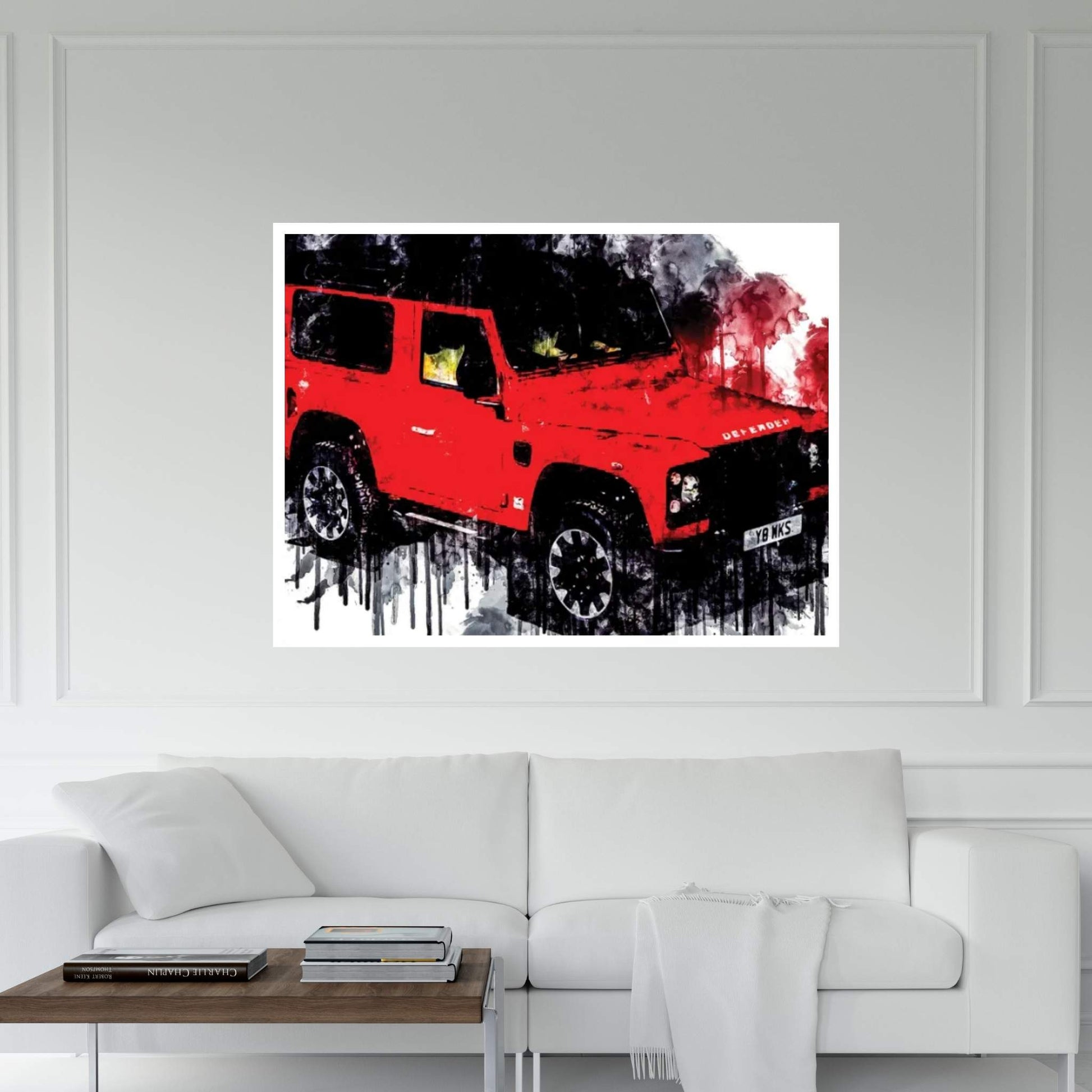 Car 2018 Land Rover Defender 90 Works V8 - Fine Art Print Canvas Wall Art - Y Canvas