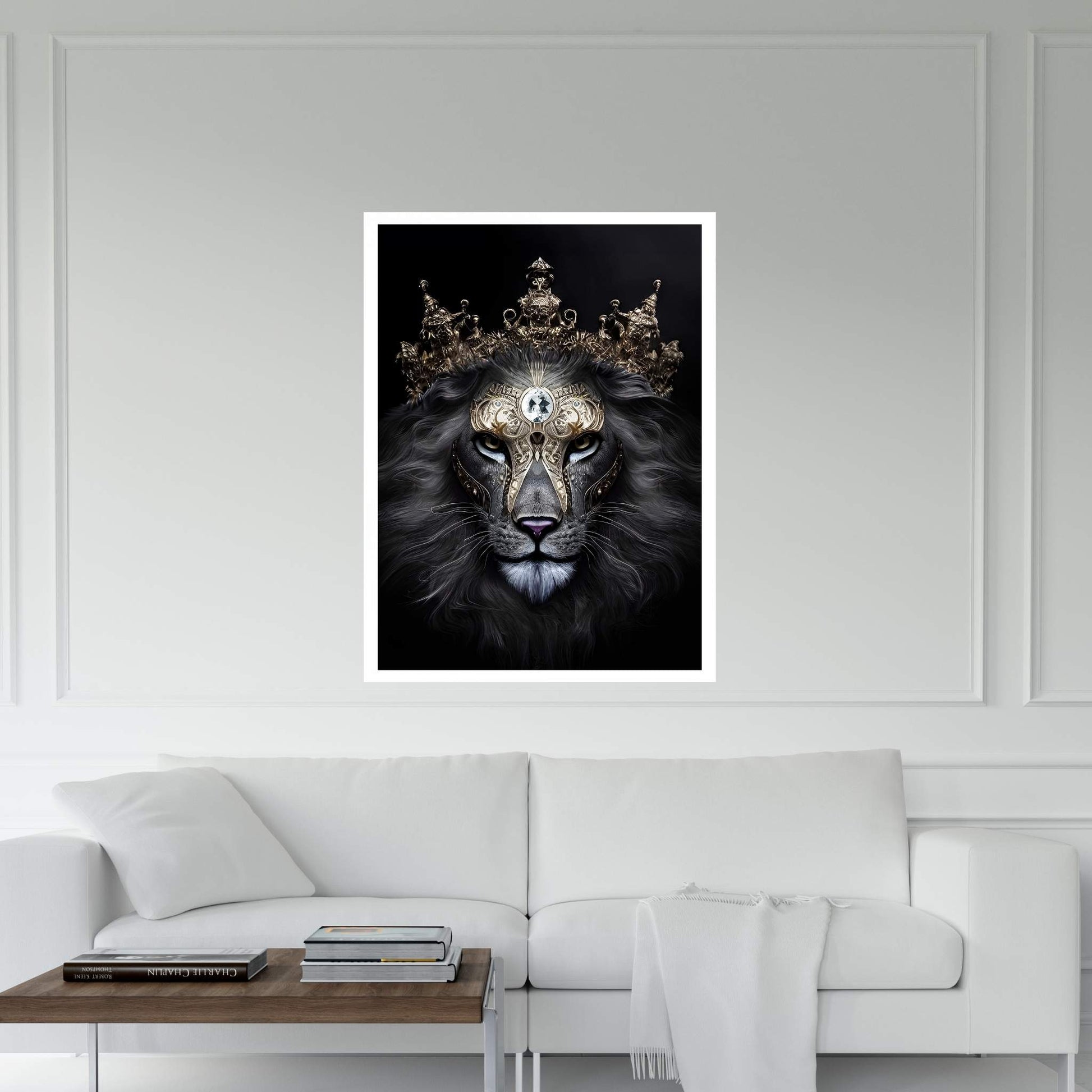 King Gold Lion Wall Art, Lion Canvas Art, Animal Wall Art - Y Canvas