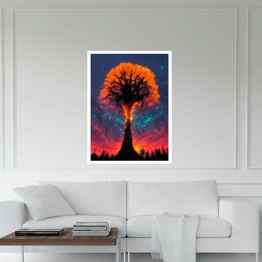 Day-Night Tree Forest Canvas Wall Art - Y Canvas