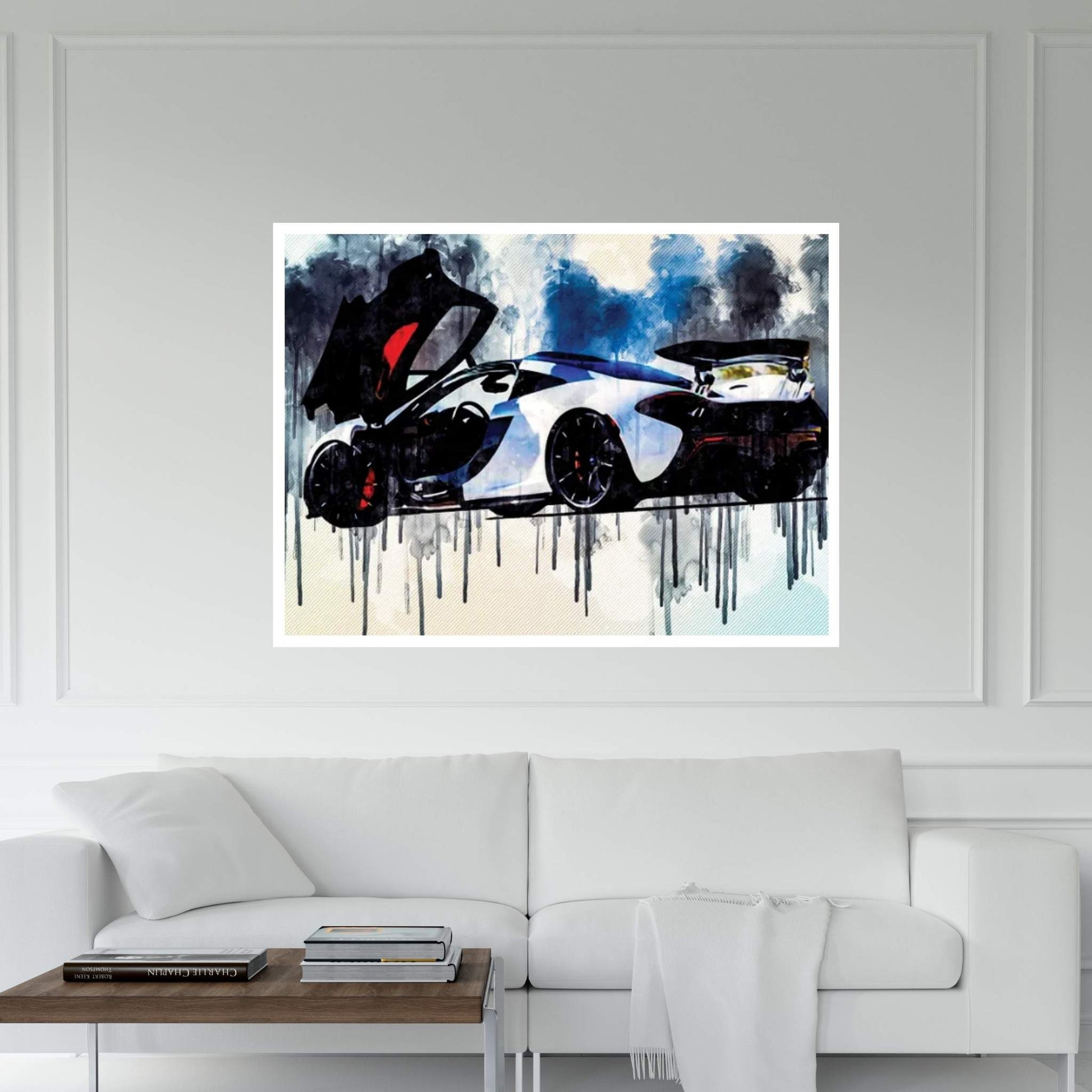 Mclaren P1 2020 Rear View Exterior White Supercar Hypercar British Sports Cars Canvas Wall Art - Y Canvas