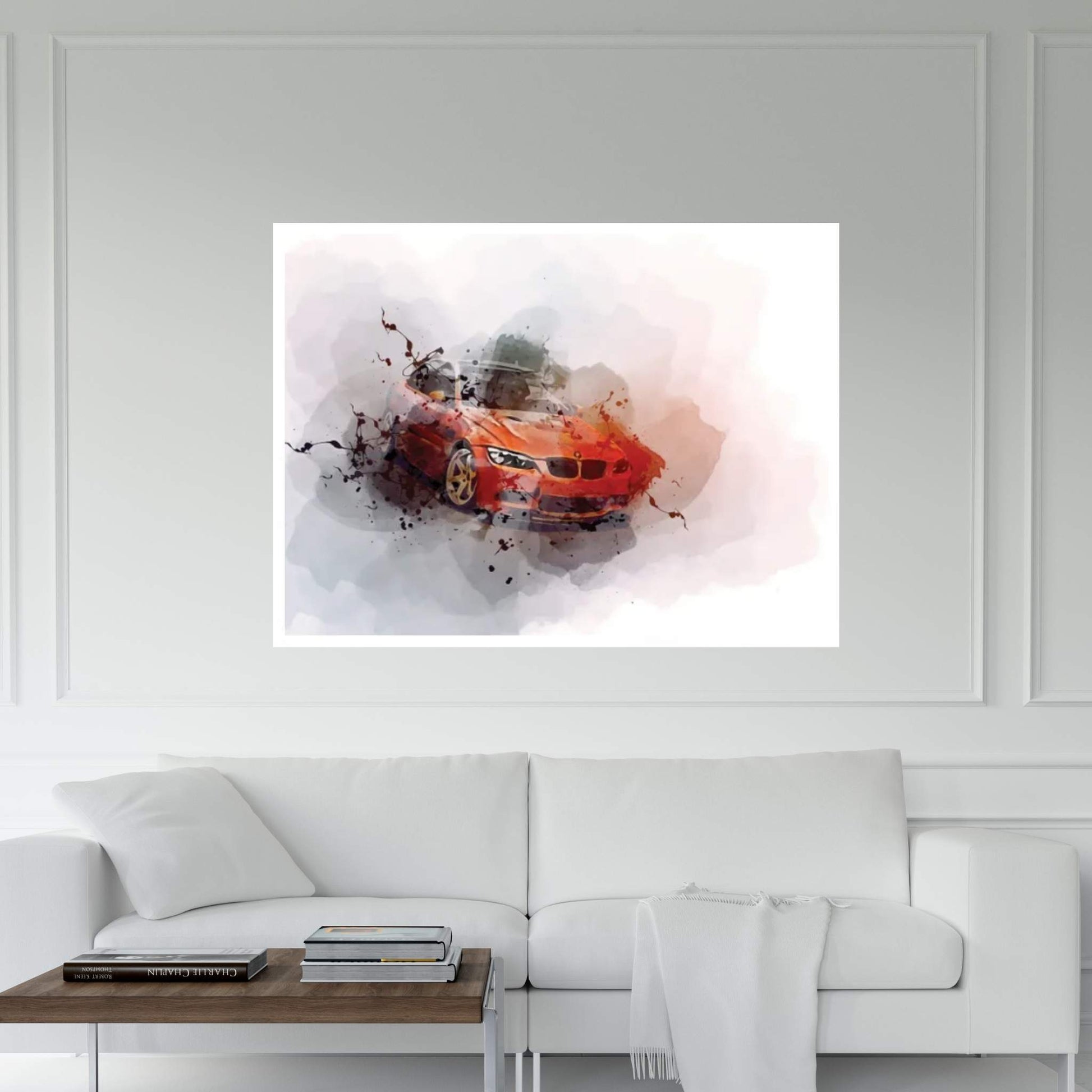 BMW M3 E92 Orange Coupe Tuning Canvas Wall Art - Y Canvas