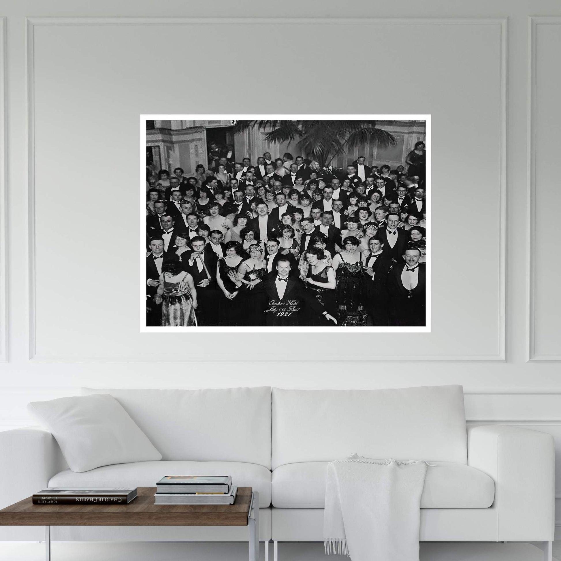 The Shining Overlook Hotel Poster, Dinner Ball Party, Black and White, Vintage Photo Print, Jack Nicholson, Stanley Kubrick, Jack Torrance Canvas Wall Art - Y Canvas