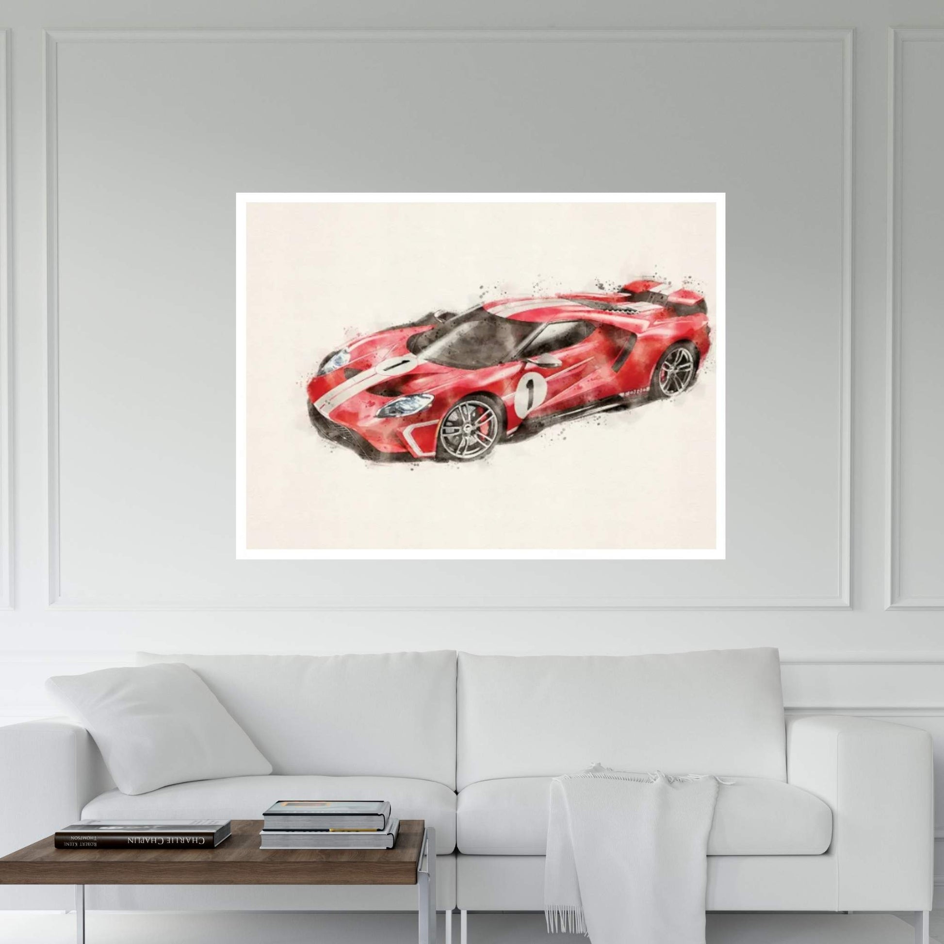 Ford Tuning Gt In Watercolor vII Canvas Wall Art - Y Canvas