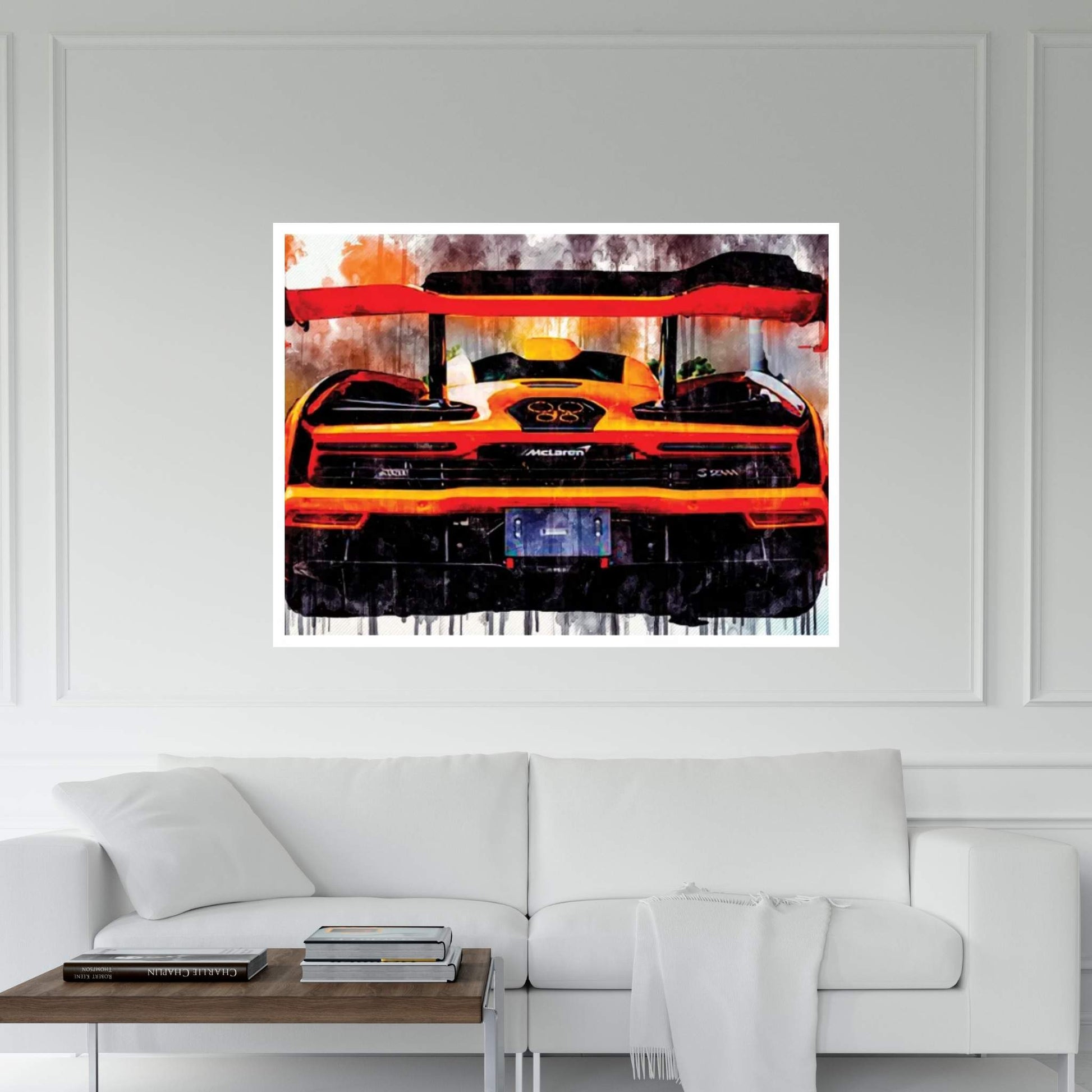 Mclaren Senna Rear View Orange Hypercar Orange Supercar British Sports Cars Canvas Wall Art - Y Canvas
