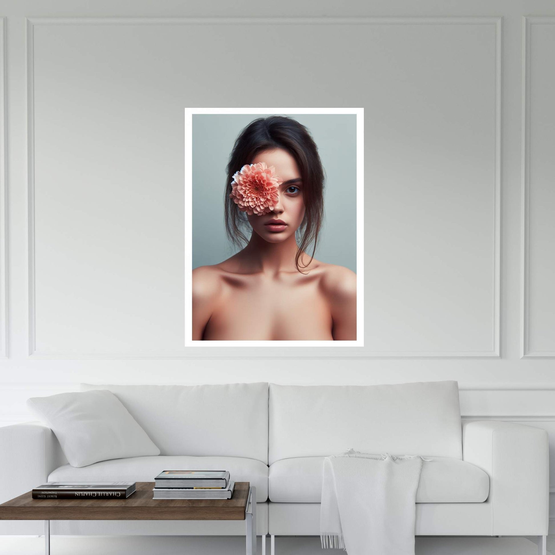 Woman Portrait Flower Head Canvas Wall Art - Y Canvas