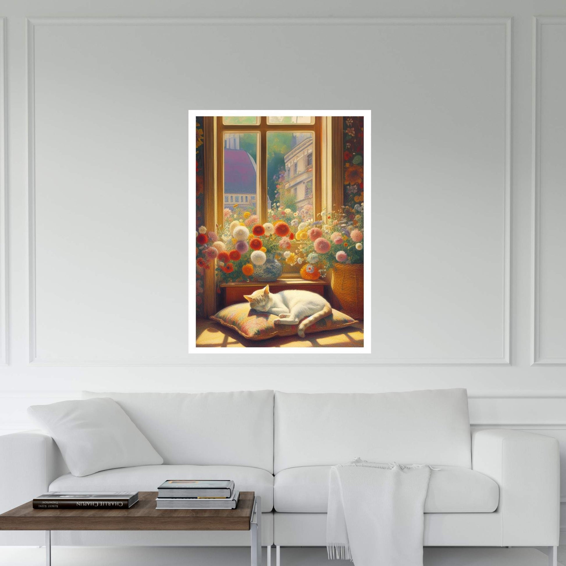 Le Chat Blanc The White Cat Abstract Reproduction Canvas Wall Art - Y Canvas