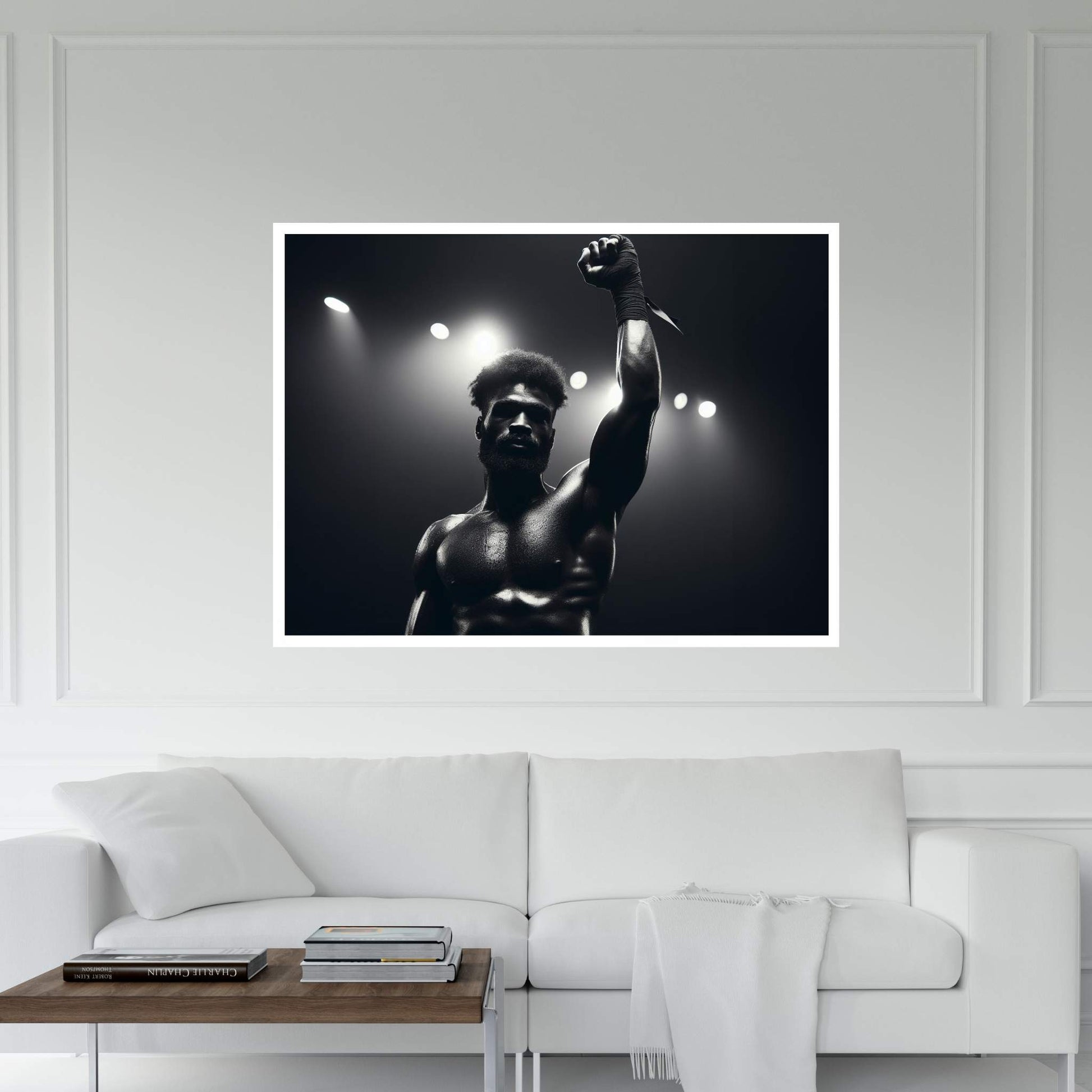 Black African Boxer, Fist and Victory, Boxing Canvas Wall Art - Y Canvas