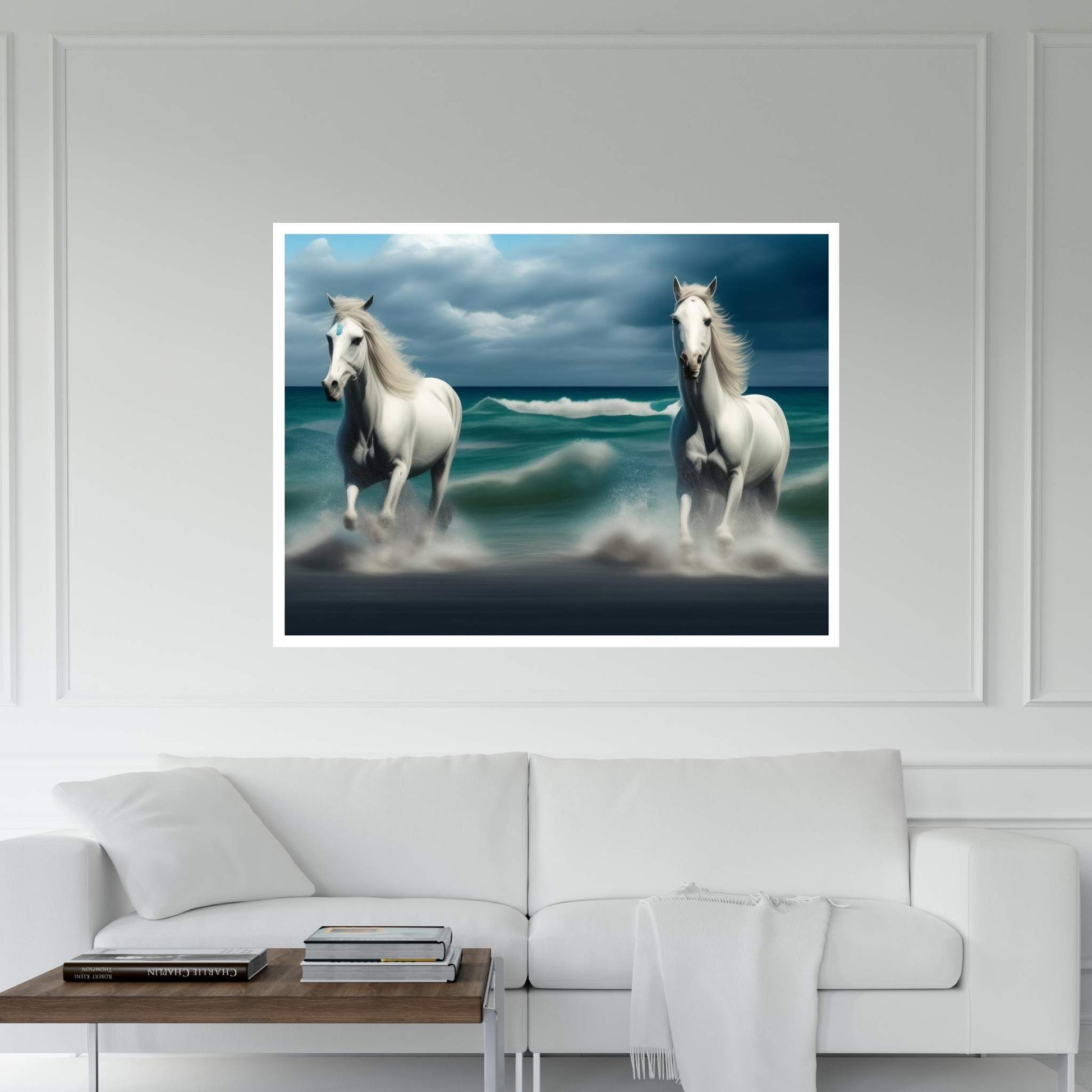 Beautiful White Horse Canvas Wall Art , Animal Wall Art - Y Canvas