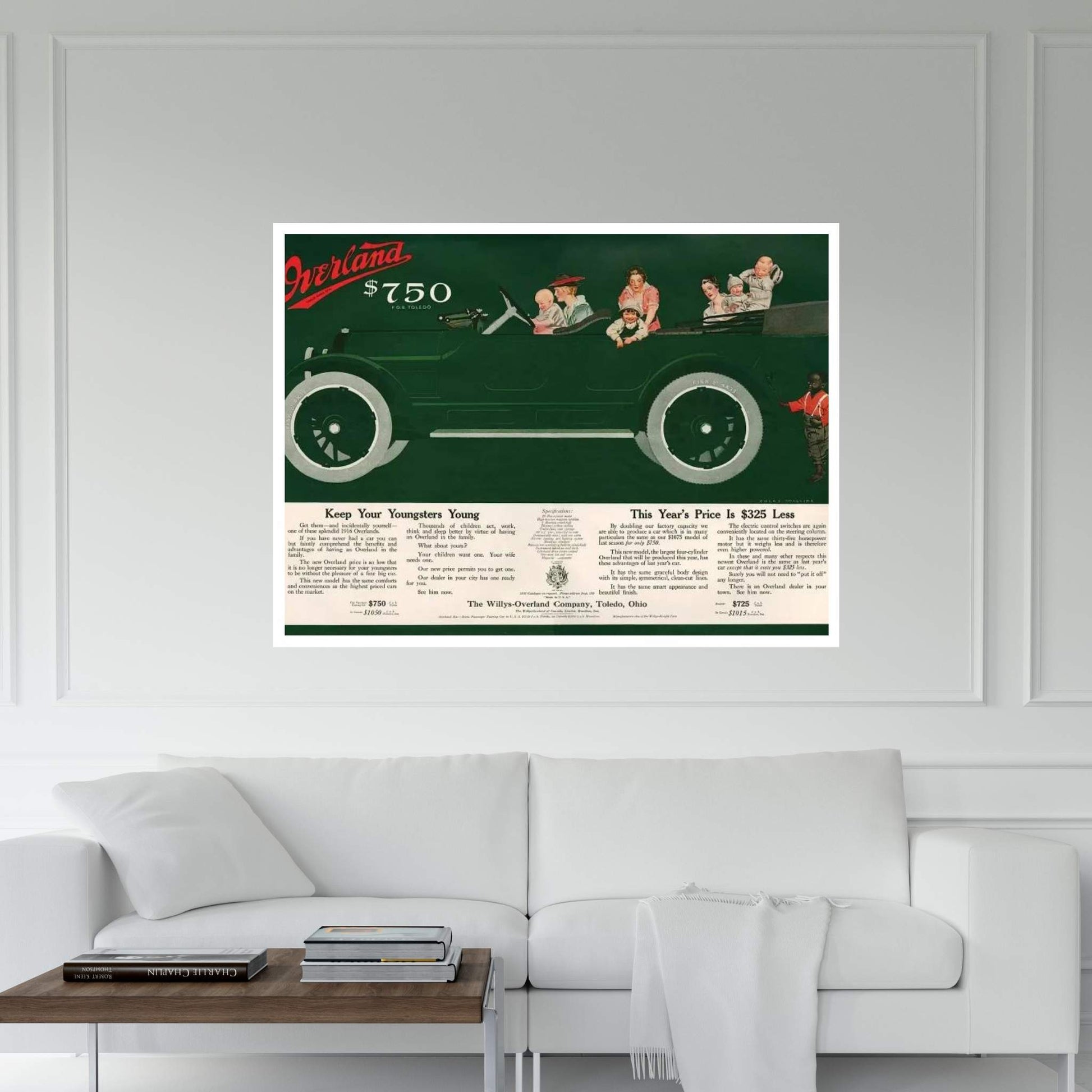 1915 Willys-Overland Magazine Advert Canvas Wall Art - Y Canvas