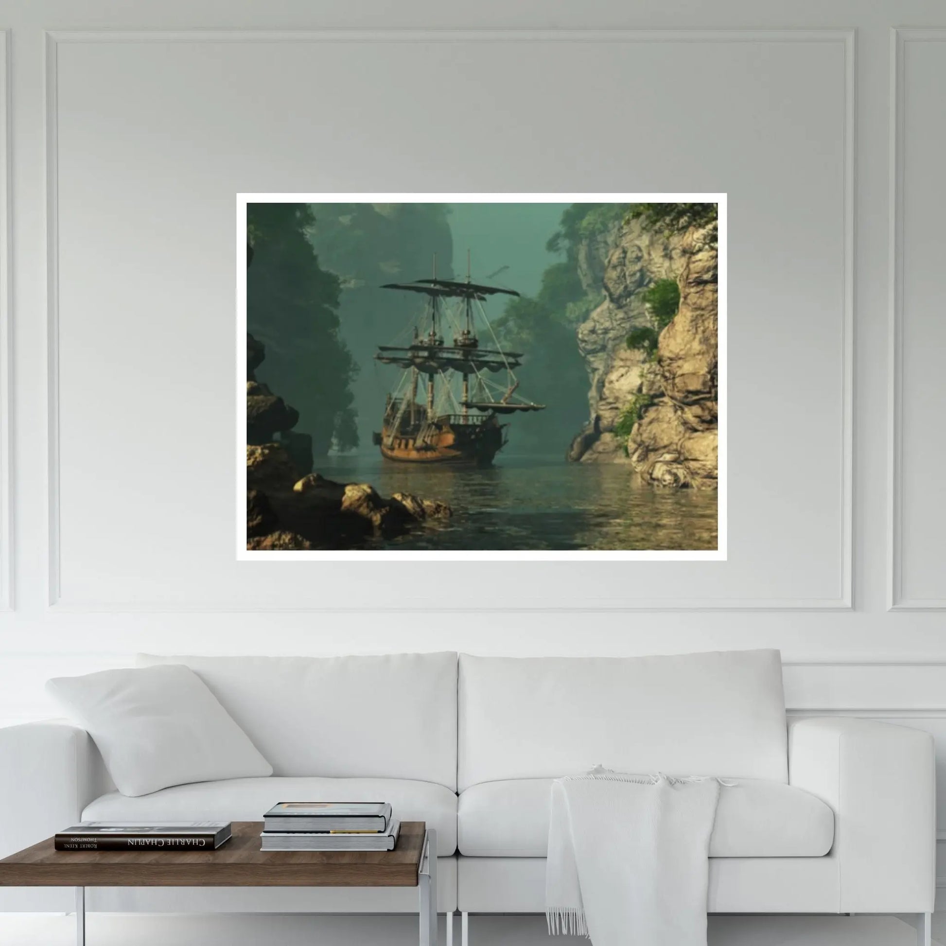Sea Pirates Ship Canvas Wall Art, Pirates Canvas Wall Print, Corsair on Sea Wall Hangings - Y Canvas