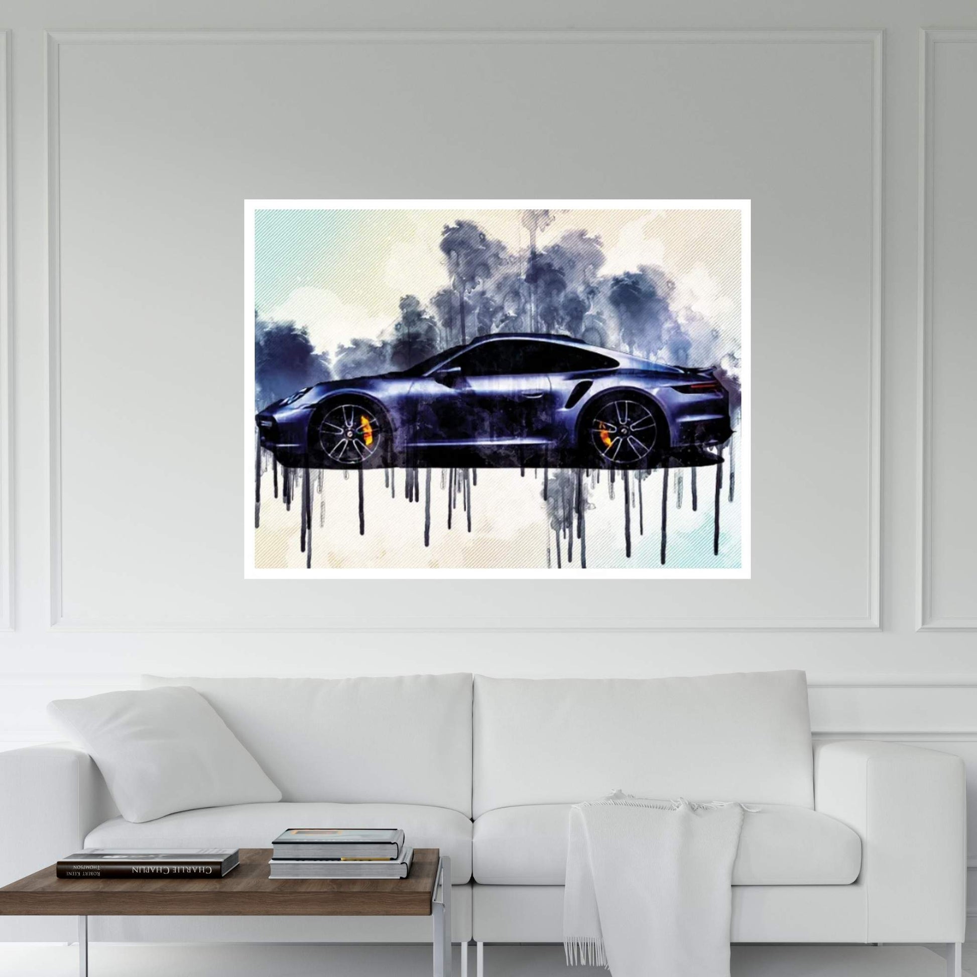Porsche 911 Turbo S 2021 Side View Silver Sports Sports Car New Silver 911 Turbo S German Sports Cars Canvas Wall Art - Y Canvas