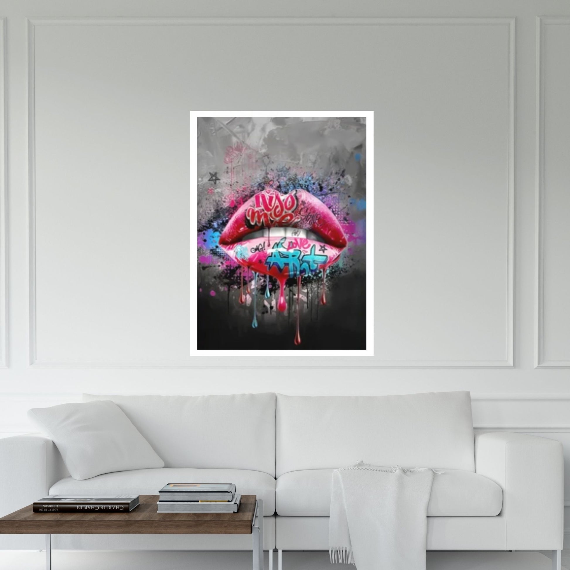Banksy Poster, Sexy Lip Art Canvas Decor, Colourful Wall Art Decor - Y Canvas