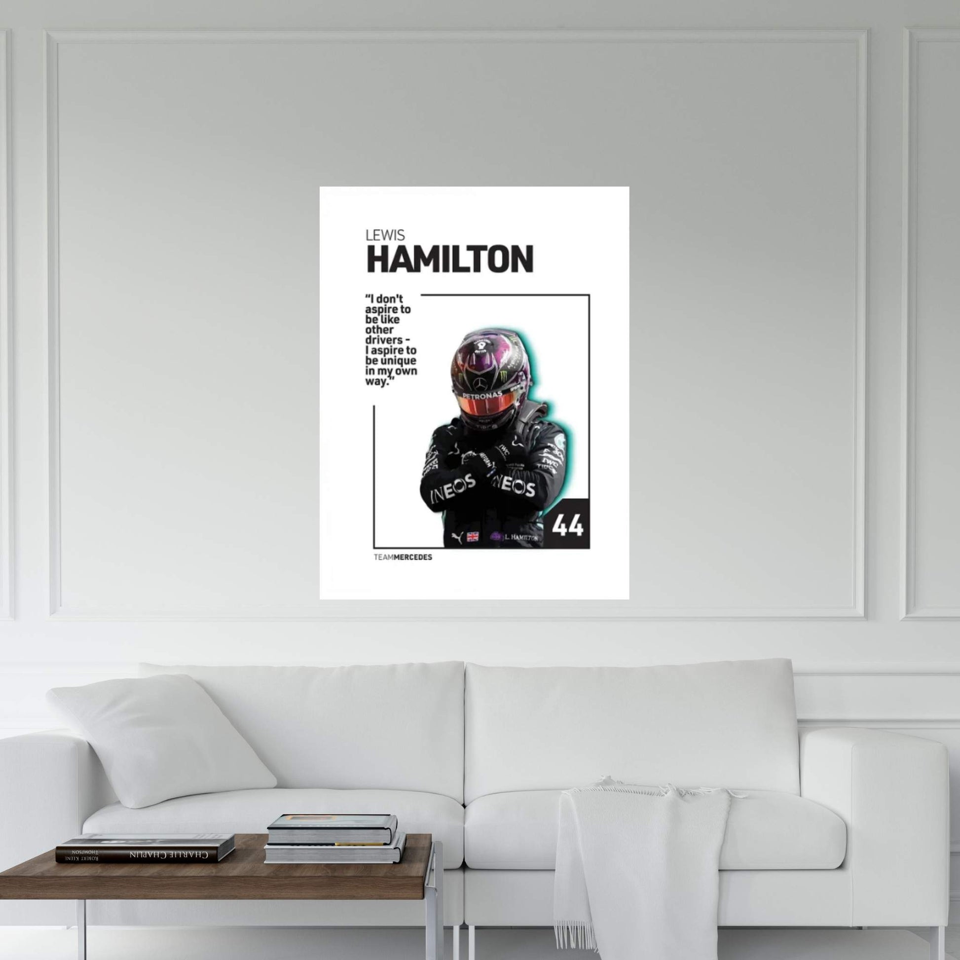 Lewis Hamilton (White) Canvas Wall Art - Y Canvas