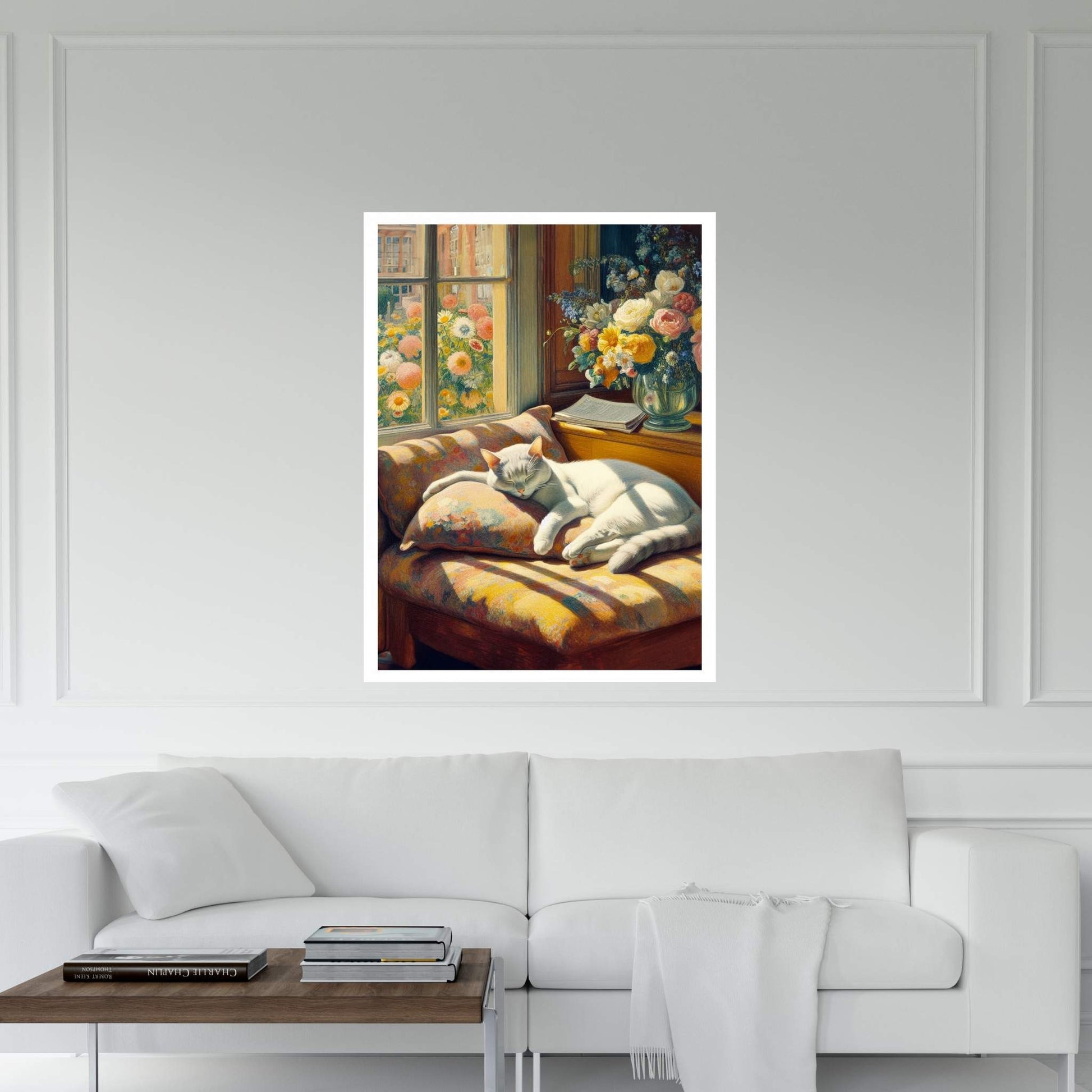 Le Chat Blanc The White Cat Abstract Reproduction Canvas Wall Art - Y Canvas