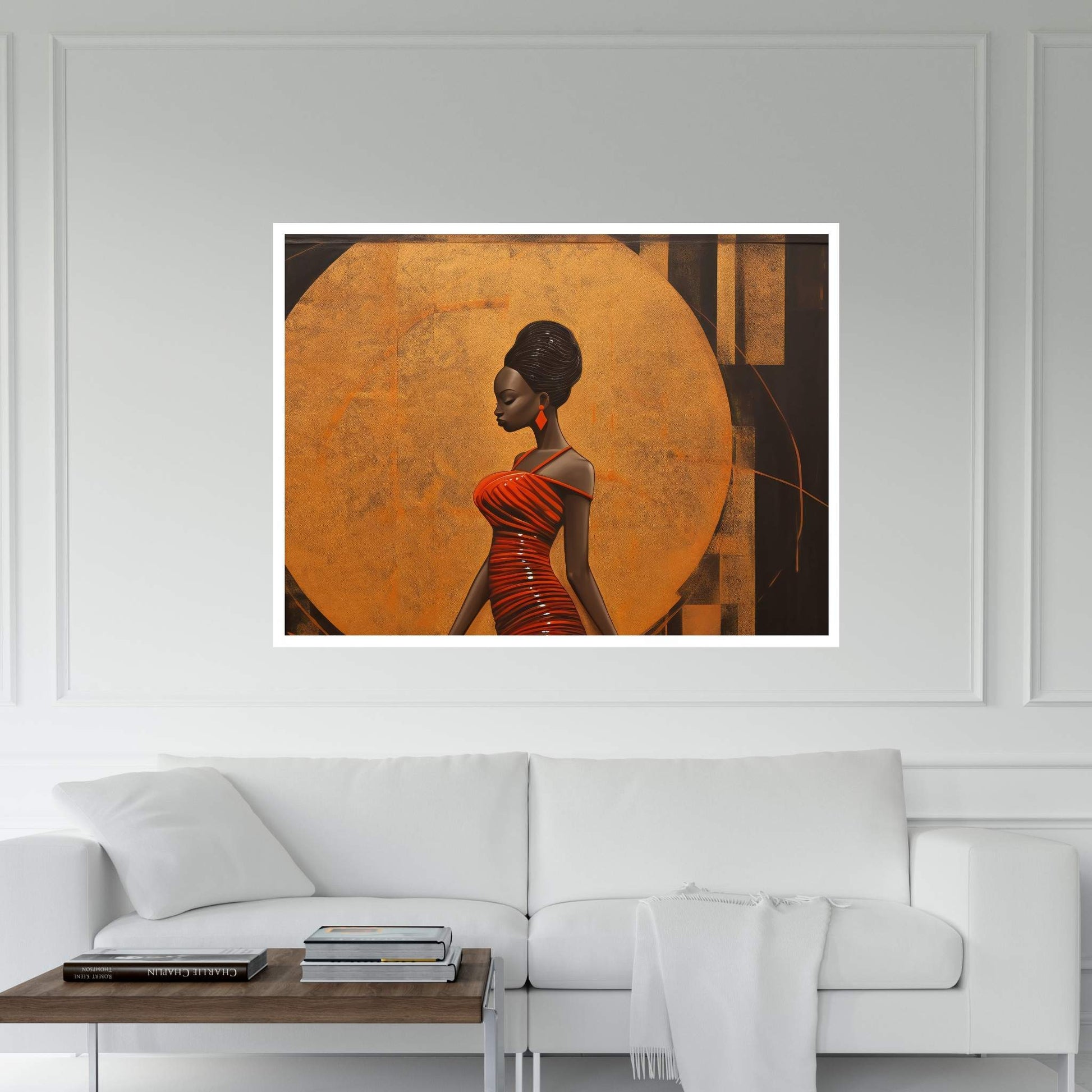 African Black Woman in Red Dress Canvas Wall Art - Y Canvas
