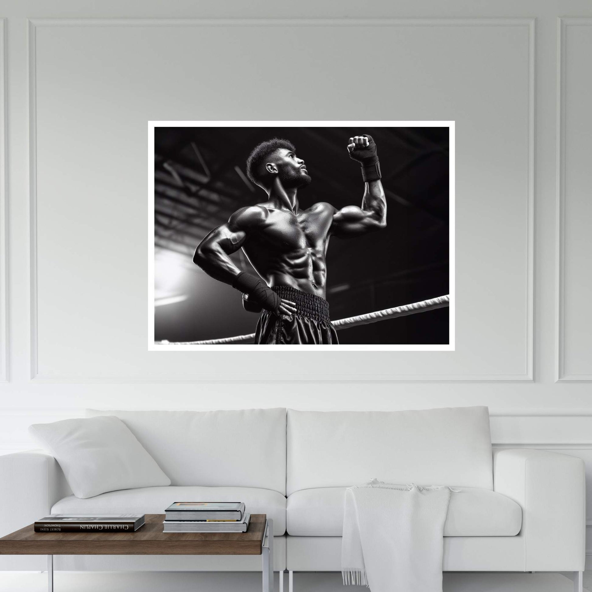 Black African Boxer, Fist and Victory, Boxing Canvas Wall Art - Y Canvas