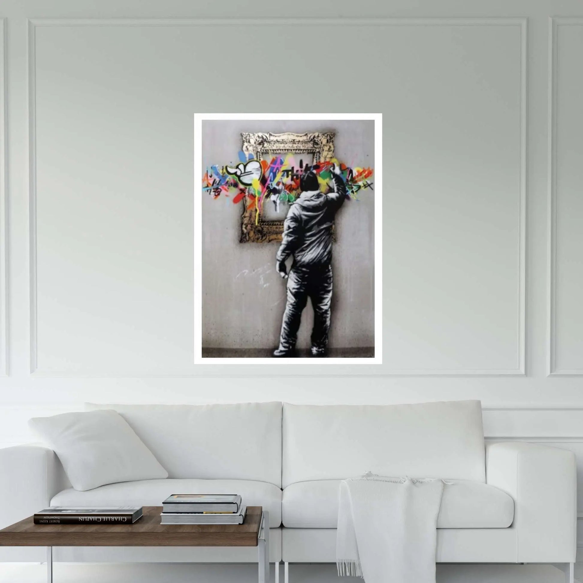 Banksy Graffiti Canvas, Banksy Graffiti Wall Art, Banksy Frame Graffiti Canvas, Banksy Famous Mural, Street Wall Art - Y Canvas