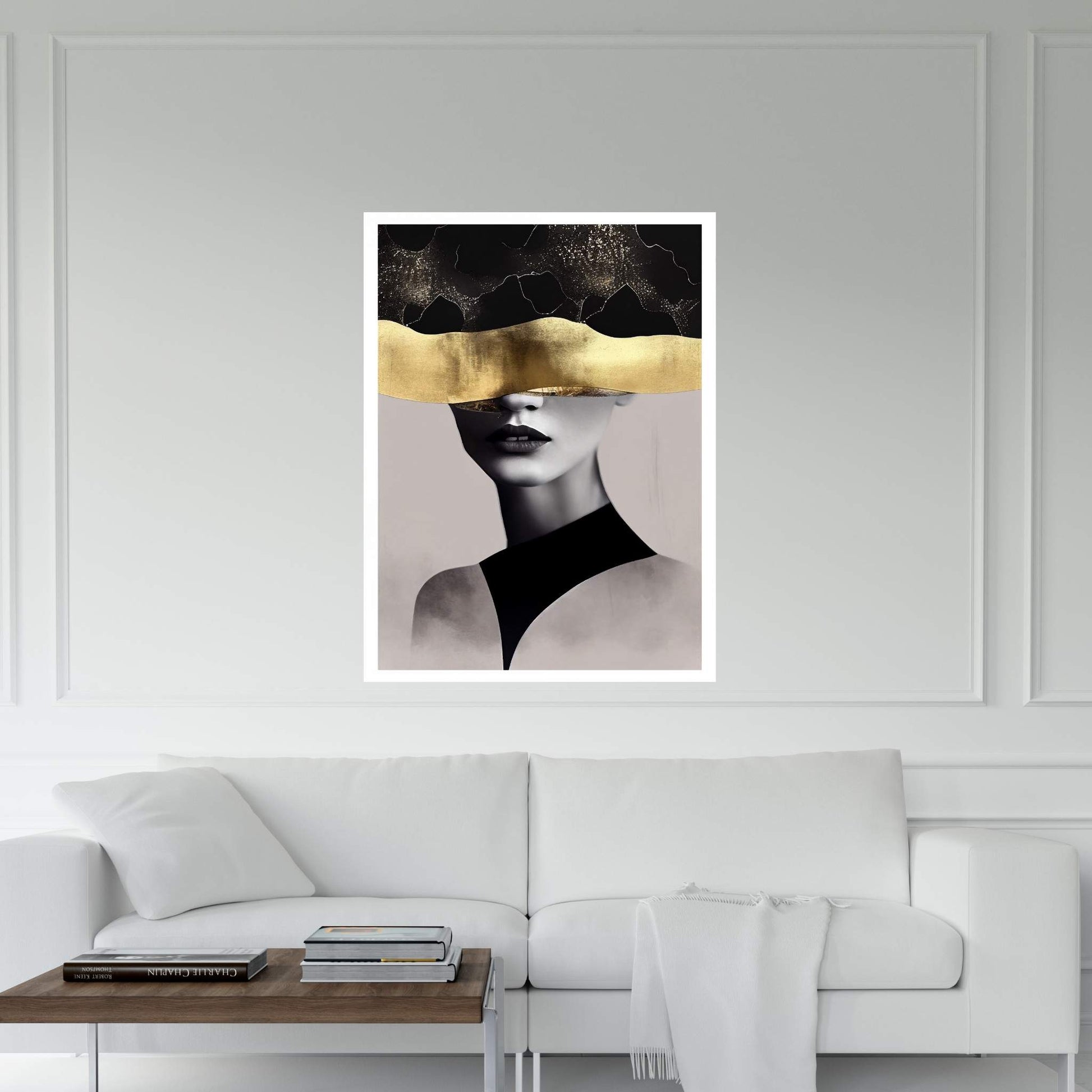 Modern Woman Gold Details Canvas Wall Art - Y Canvas