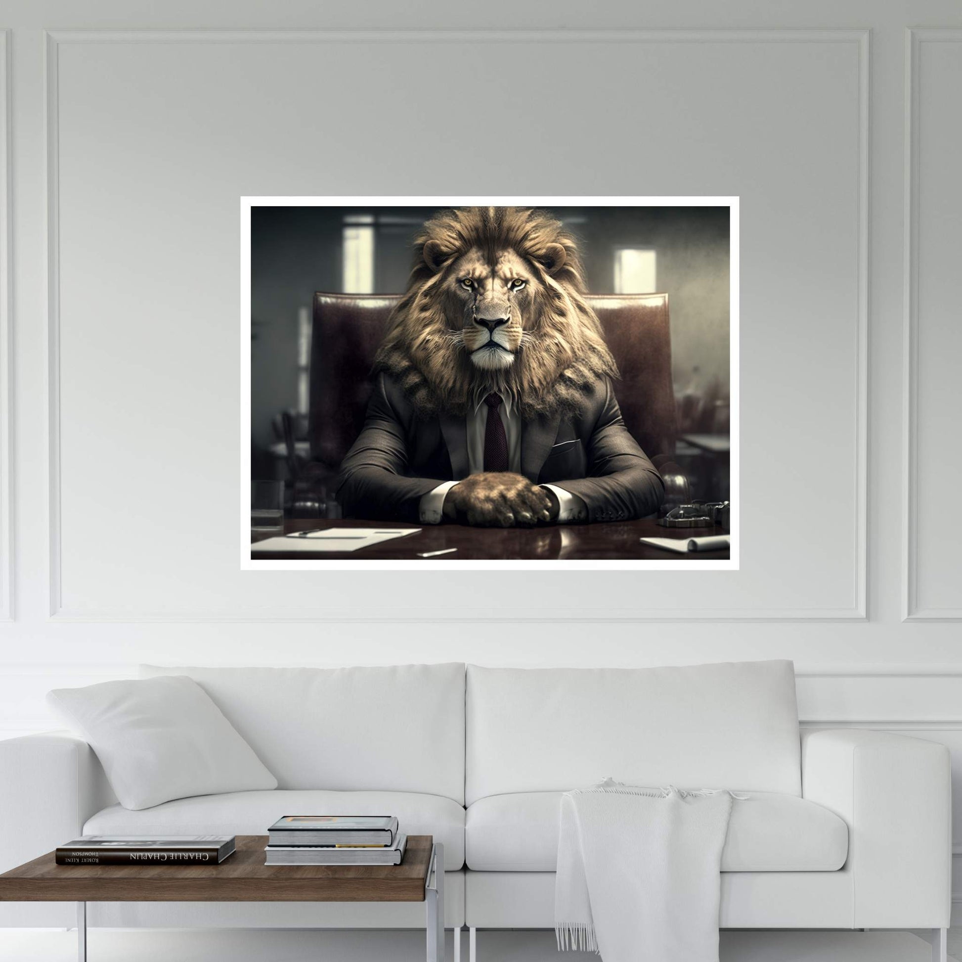 Businnes Lion Wall Art, Lion Canvas Art, Animal Wall Art - Y Canvas