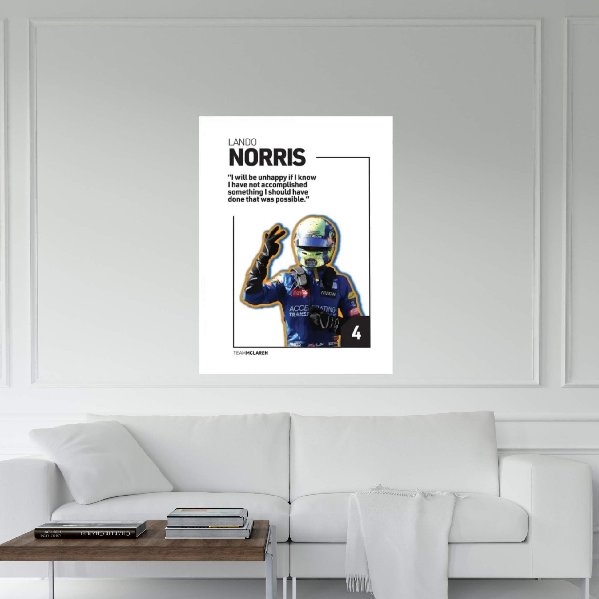 Lando Norris (White) Canvas Wall Art - Y Canvas