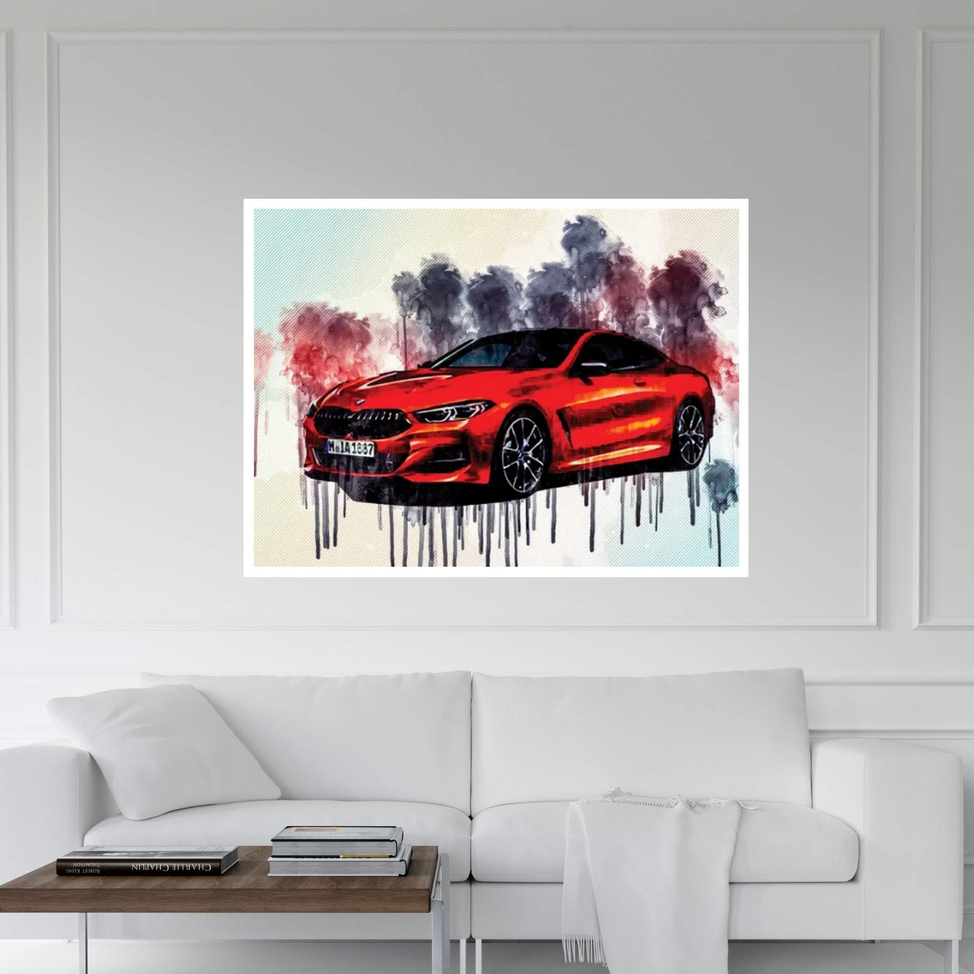 Bmw 8 Series 2019 Orange Sports Front View New Orange Canvas Wall Art - Y Canvas