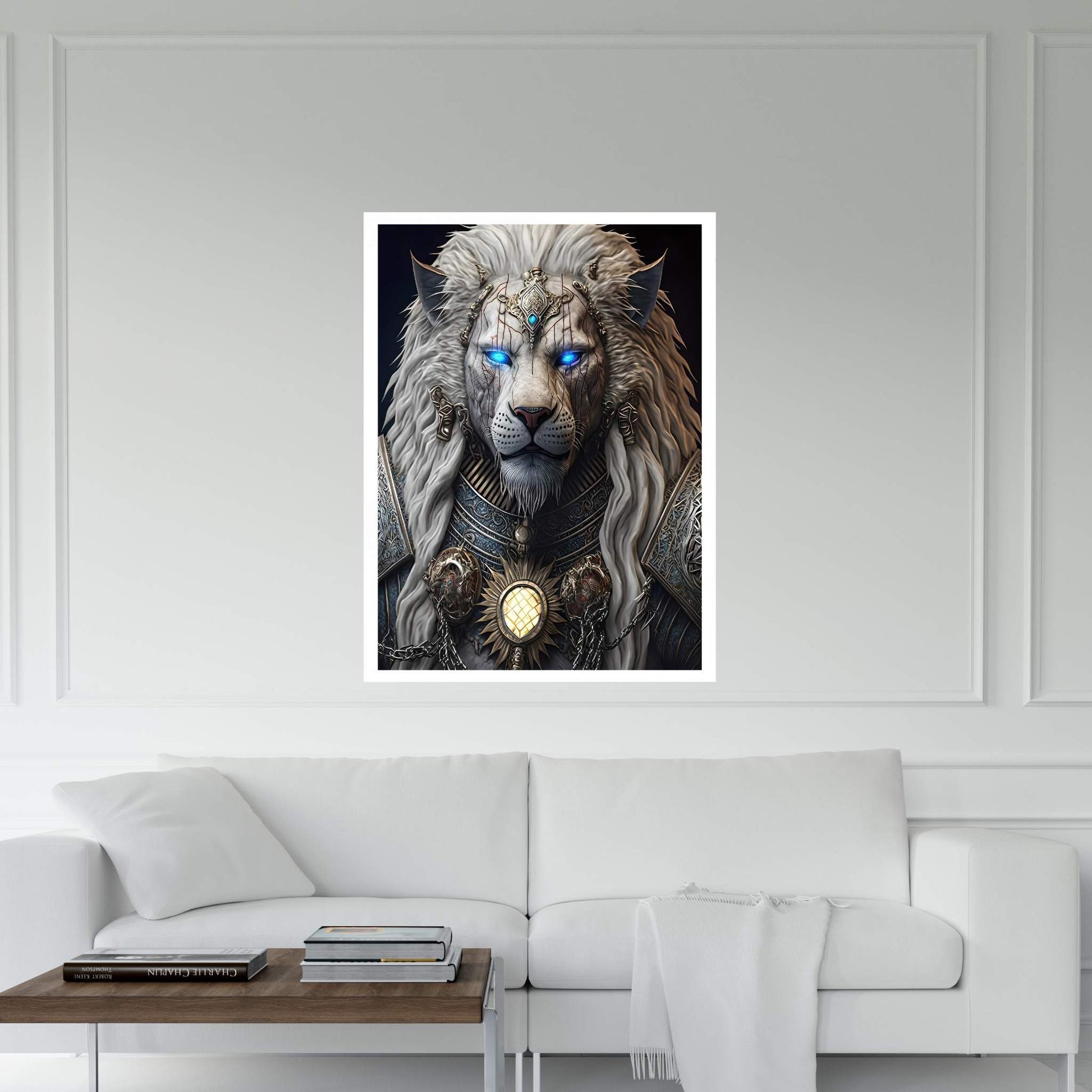 King Gold Lion Wall Art, Lion Canvas Art, Animal Wall Art - Y Canvas