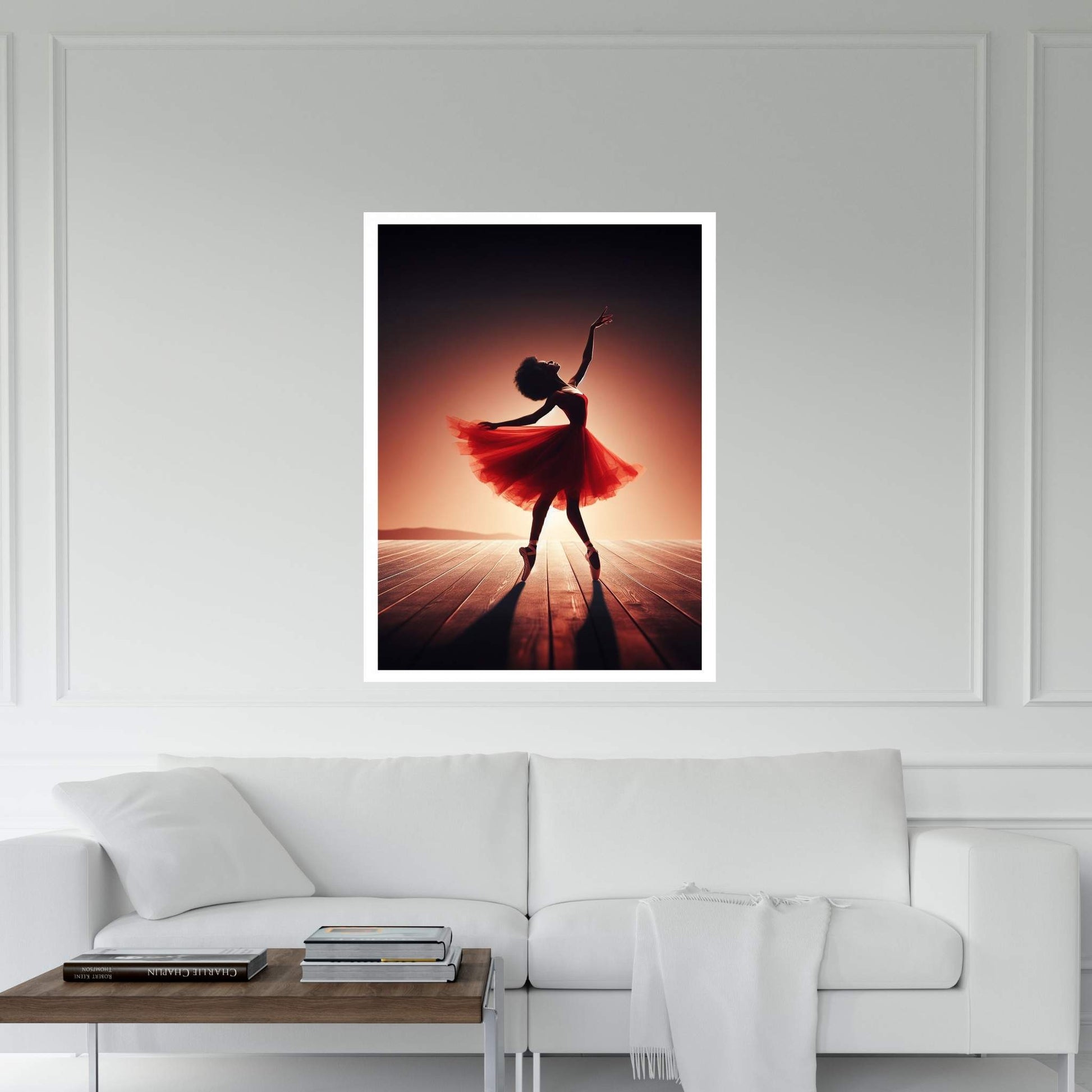 African Black Woman Ballerina in Red Dress Canvas Wall Art Home Decor - Y Canvas
