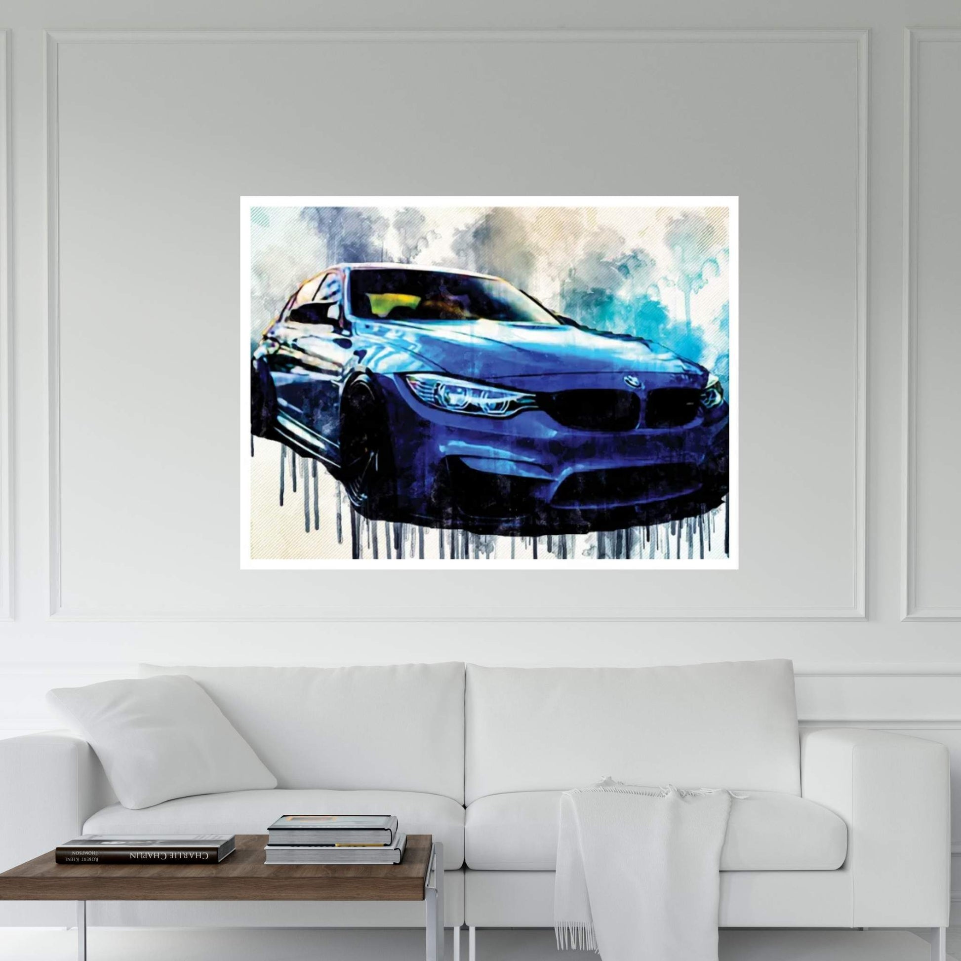 Bmw M3 2018 Front View Luxury Tuning New Blue M3 F80 Tuning Canvas Wall Art - Y Canvas