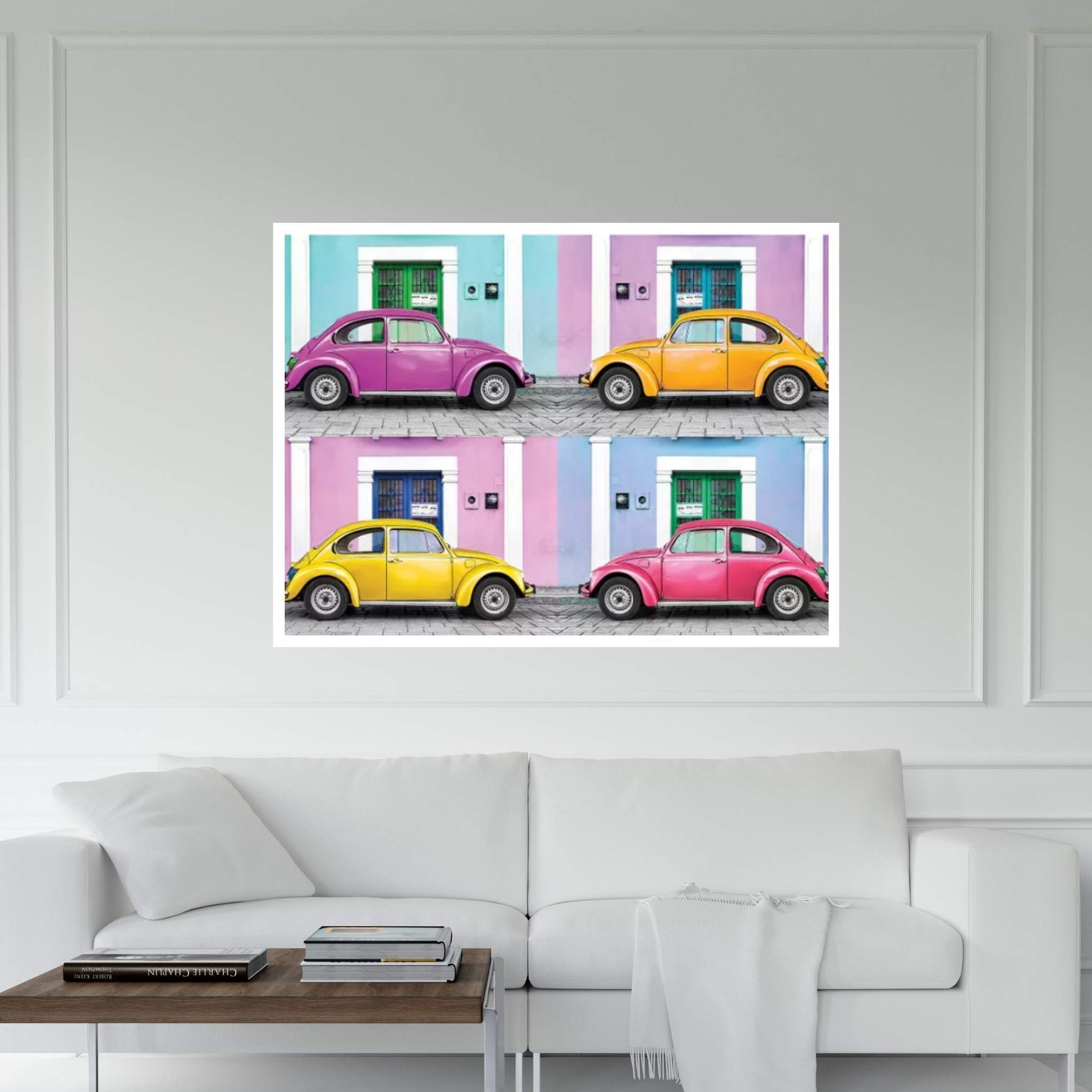 Four VW Beetle Cars II Canvas Wall Art - Y Canvas