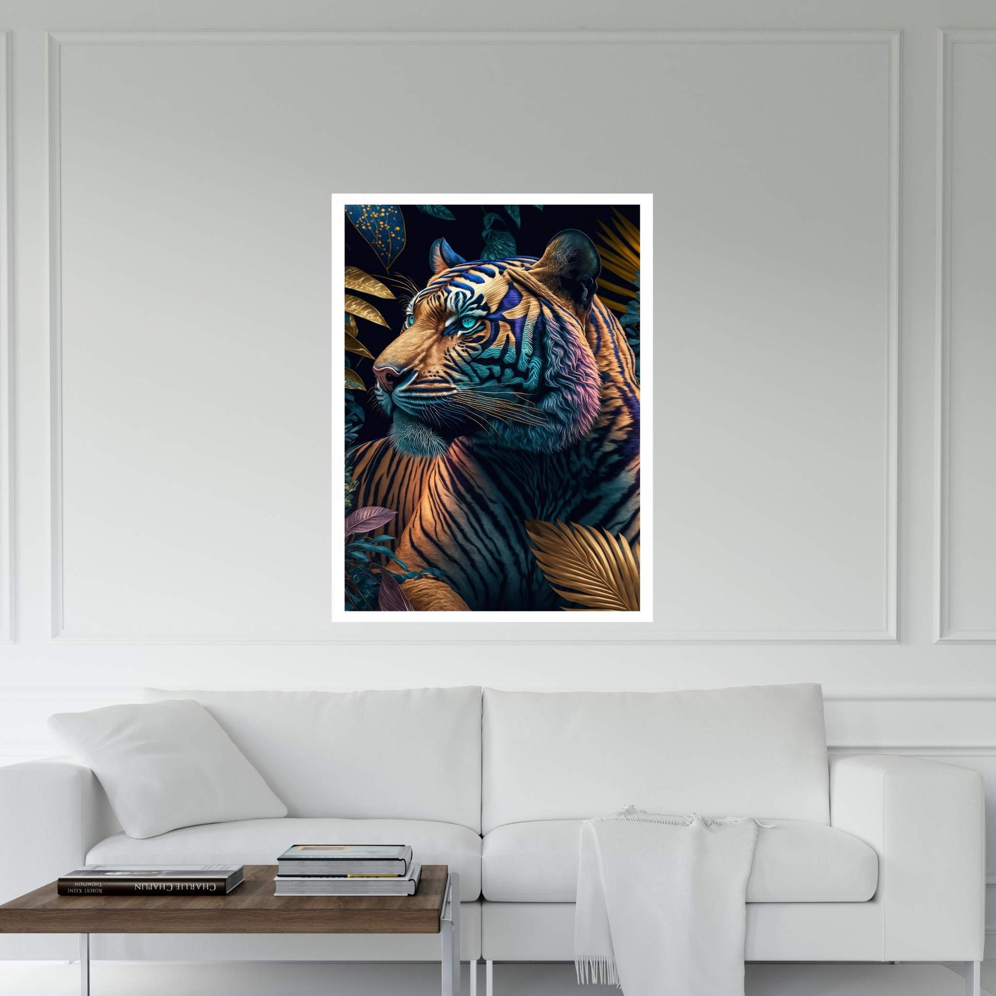 Colorful Tiger Forest Blue Eyed Tiger Canvas Wall Art - Y Canvas