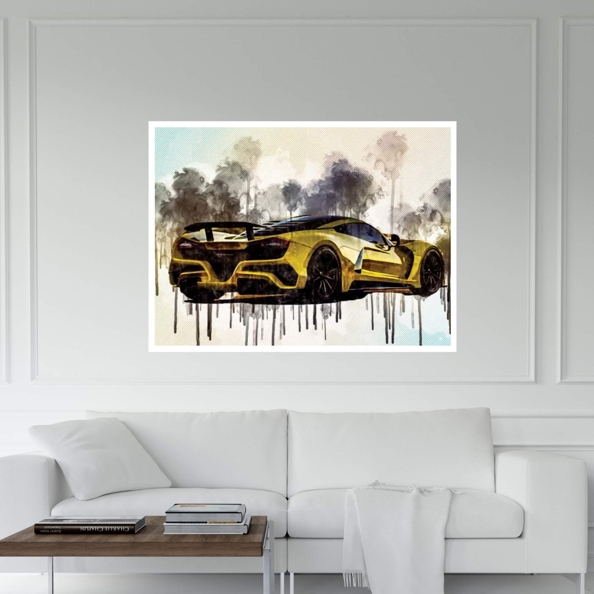 Hennessey Venom 2019 Hypercar Rear View Sports Car Yellow Venom F5 Canvas Wall Art - Y Canvas