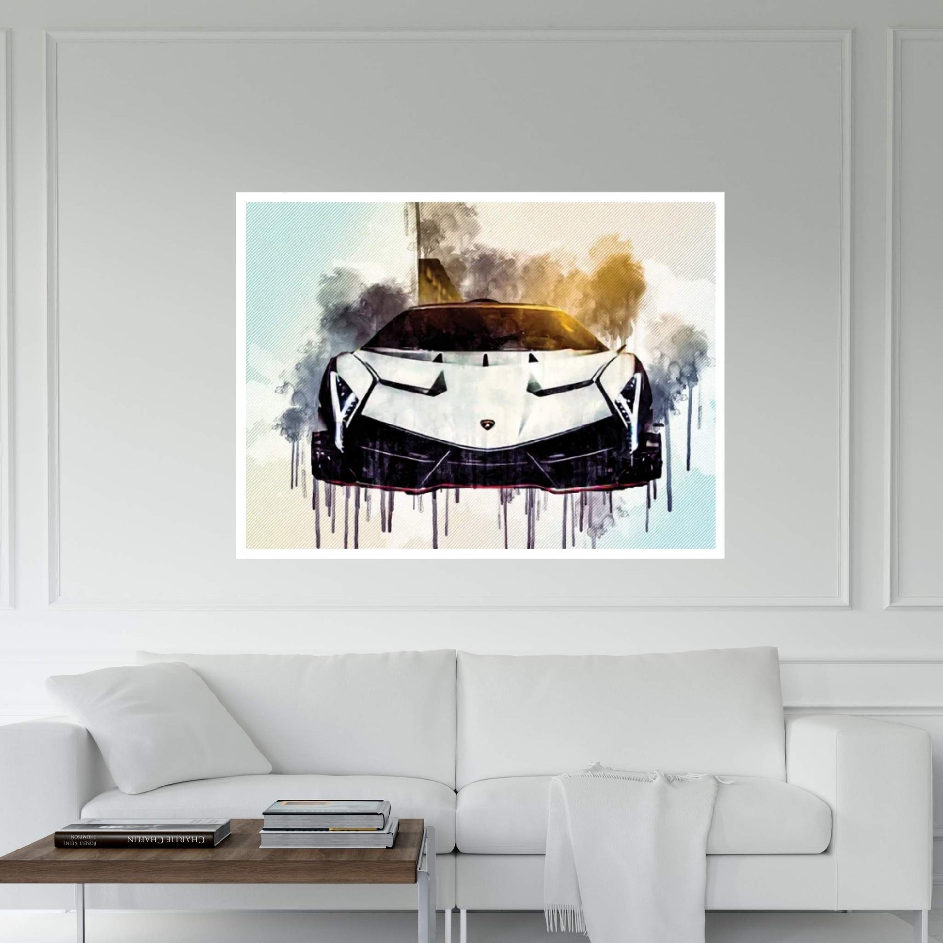 Lamborghini Veneno 2017 Vag White Veneno Front View Supercar Italian Sports Cars Hypercar Canvas Wall Art - Y Canvas