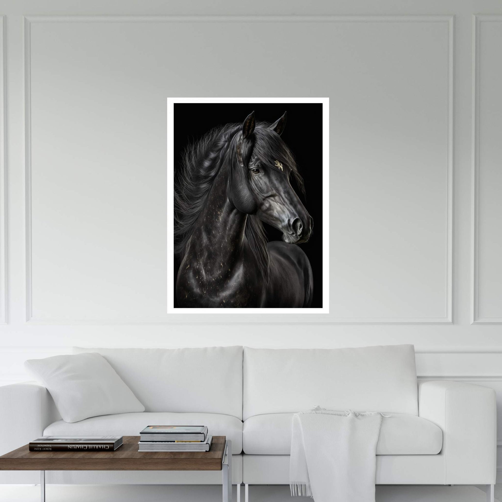 Beautiful Black Horse Canvas Wall Art , Animal Wall Art - Y Canvas