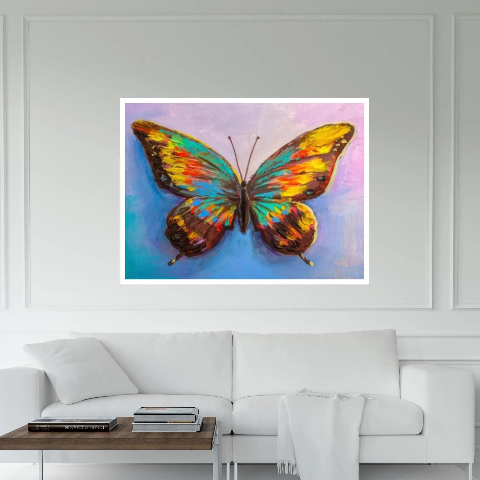 Butterfly Oil Painting On Canvas - Modern Impressionist Colorful Animal Art Thick Paints Heavy Texture Print on Canvas - Y Canvas