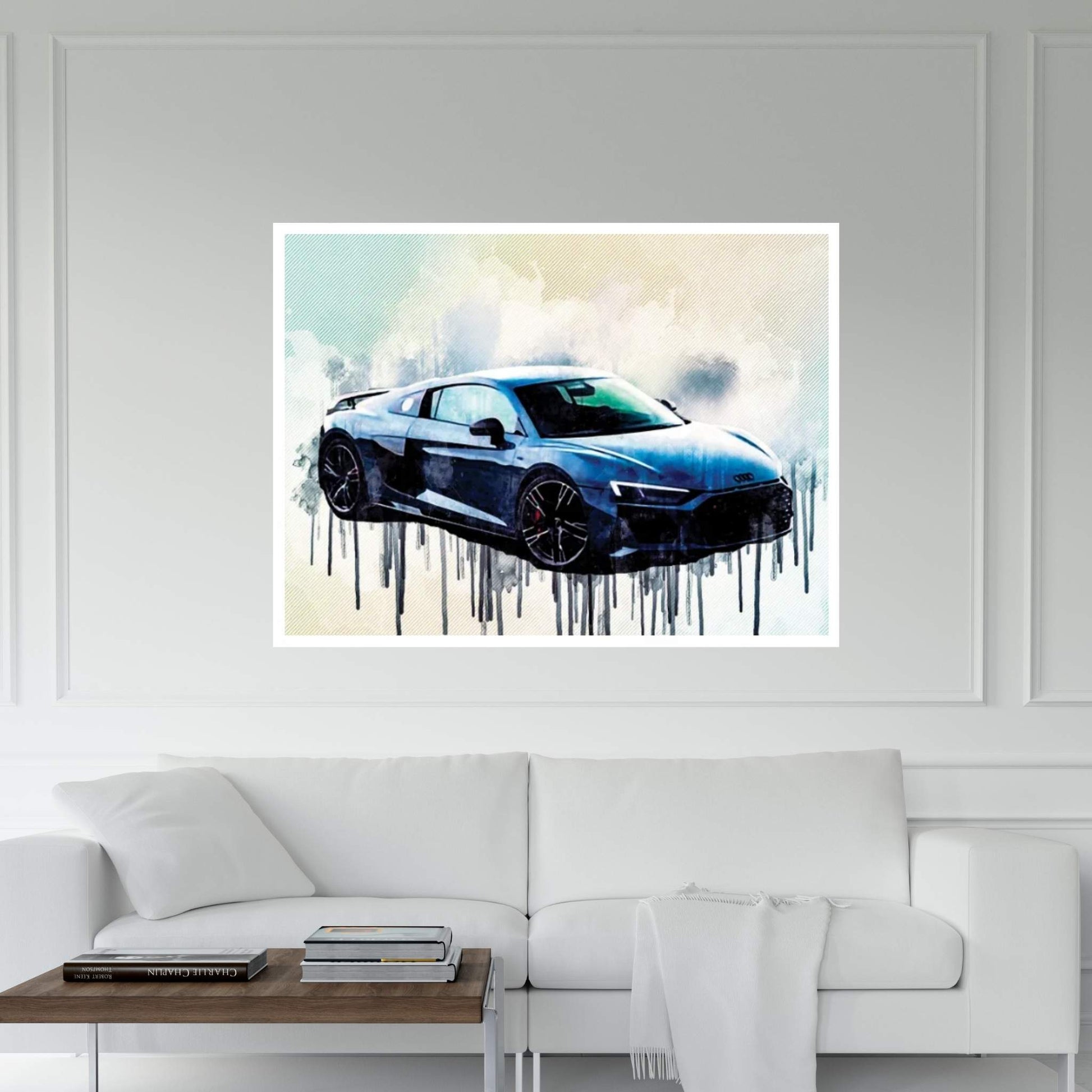 Audi R8 2019 Gray Sports New Gray Tuning R8 Racing Car Canvas Wall Art - Y Canvas