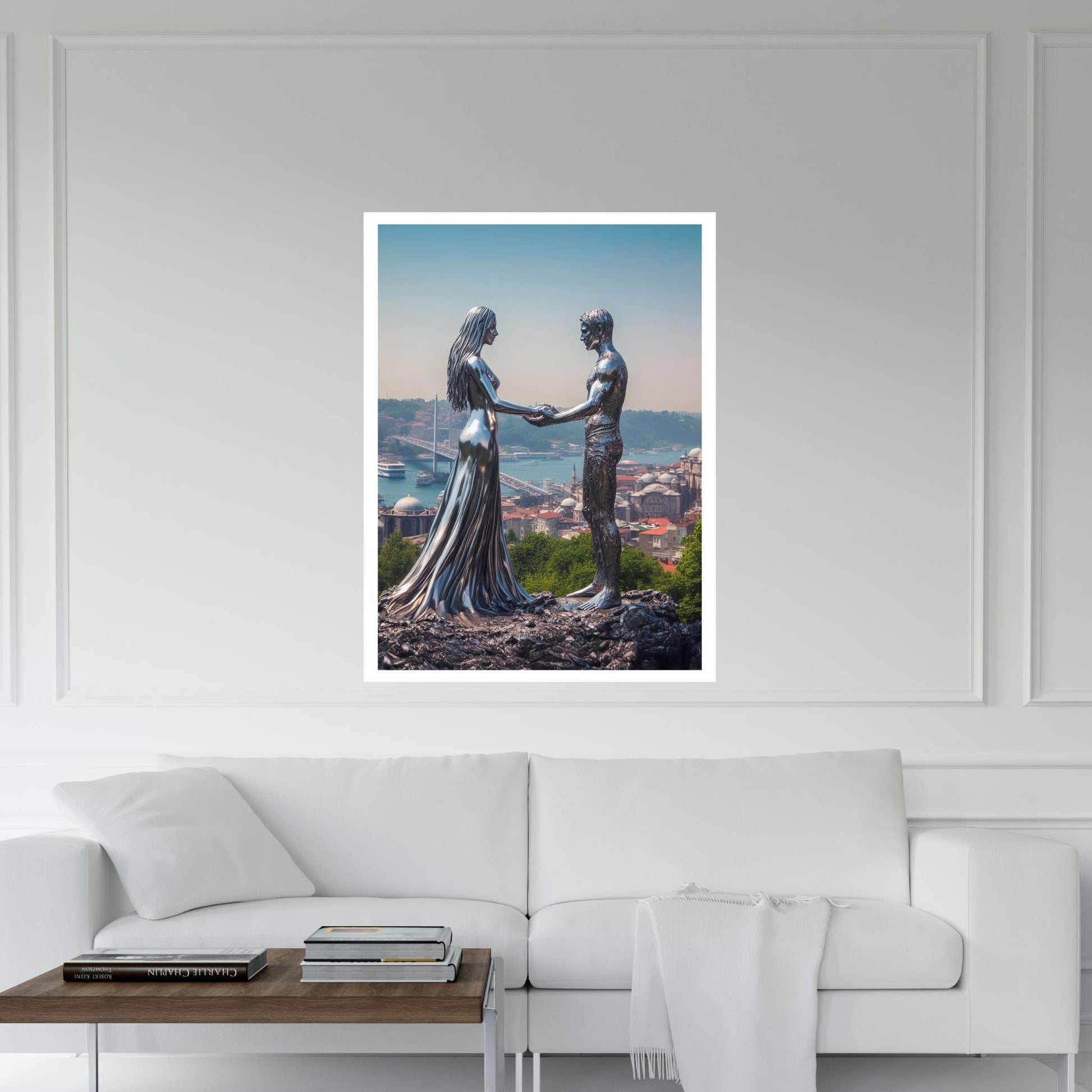 İstanbul Metalic Love Couple Canvas Wall Art - Y Canvas
