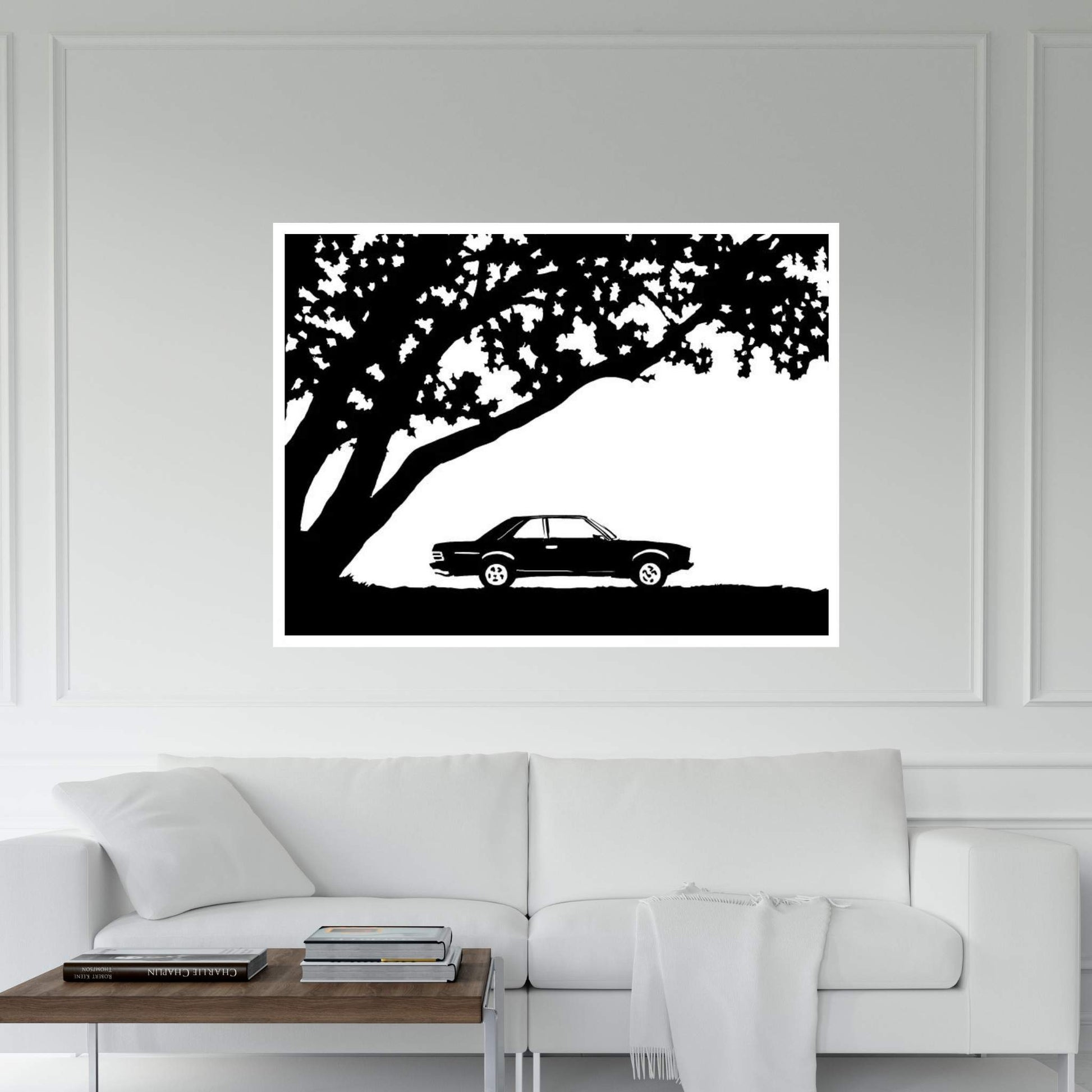 Car Under The Tree Canvas Wall Art - Y Canvas